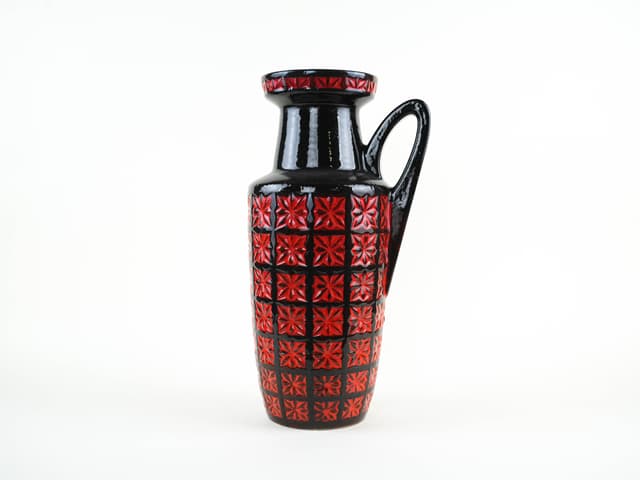 Vase West Germany, black red, ceramic, Germany, 1970s. - DIMENSION