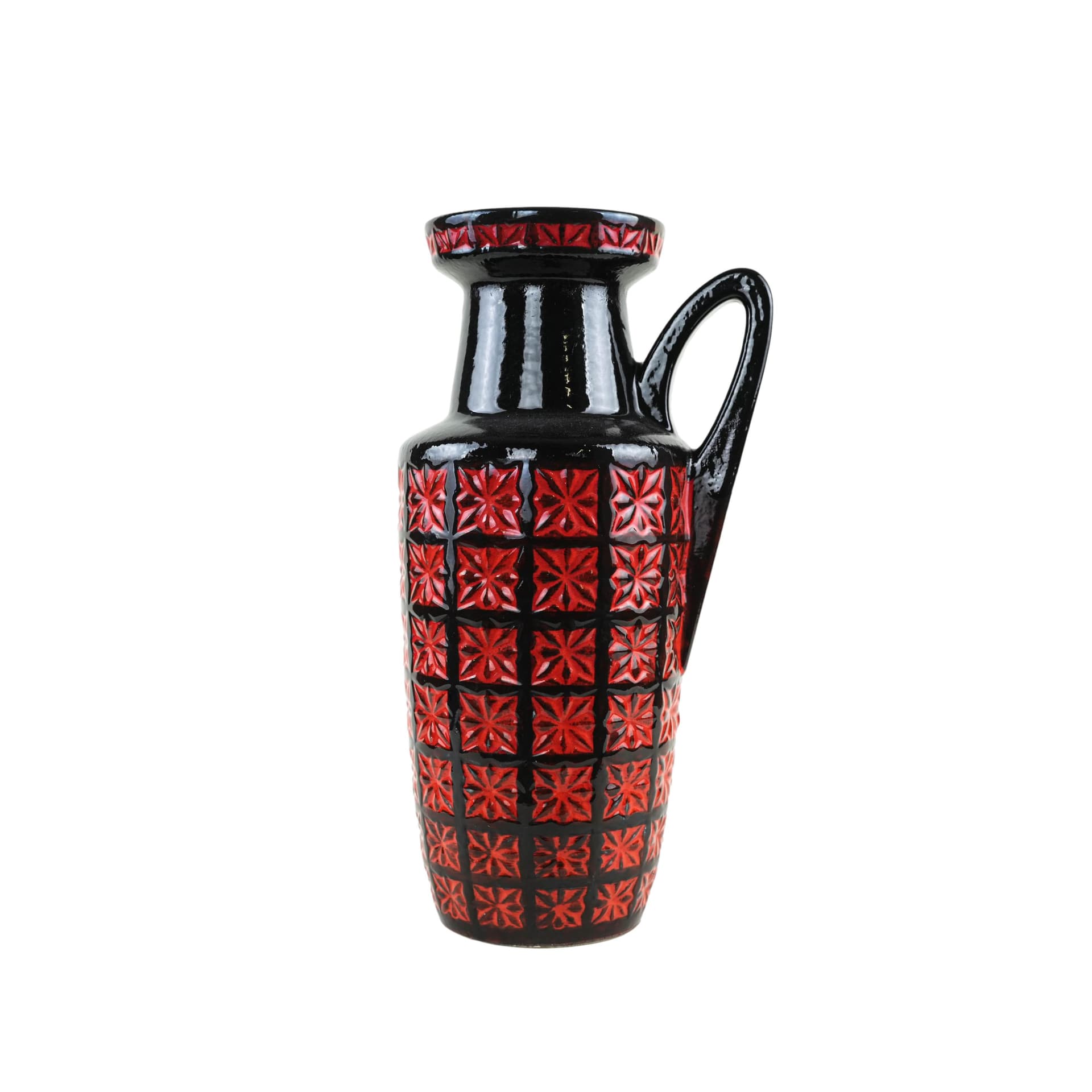 Vase West Germany, black red, ceramic, Germany, 1970s. - 397818