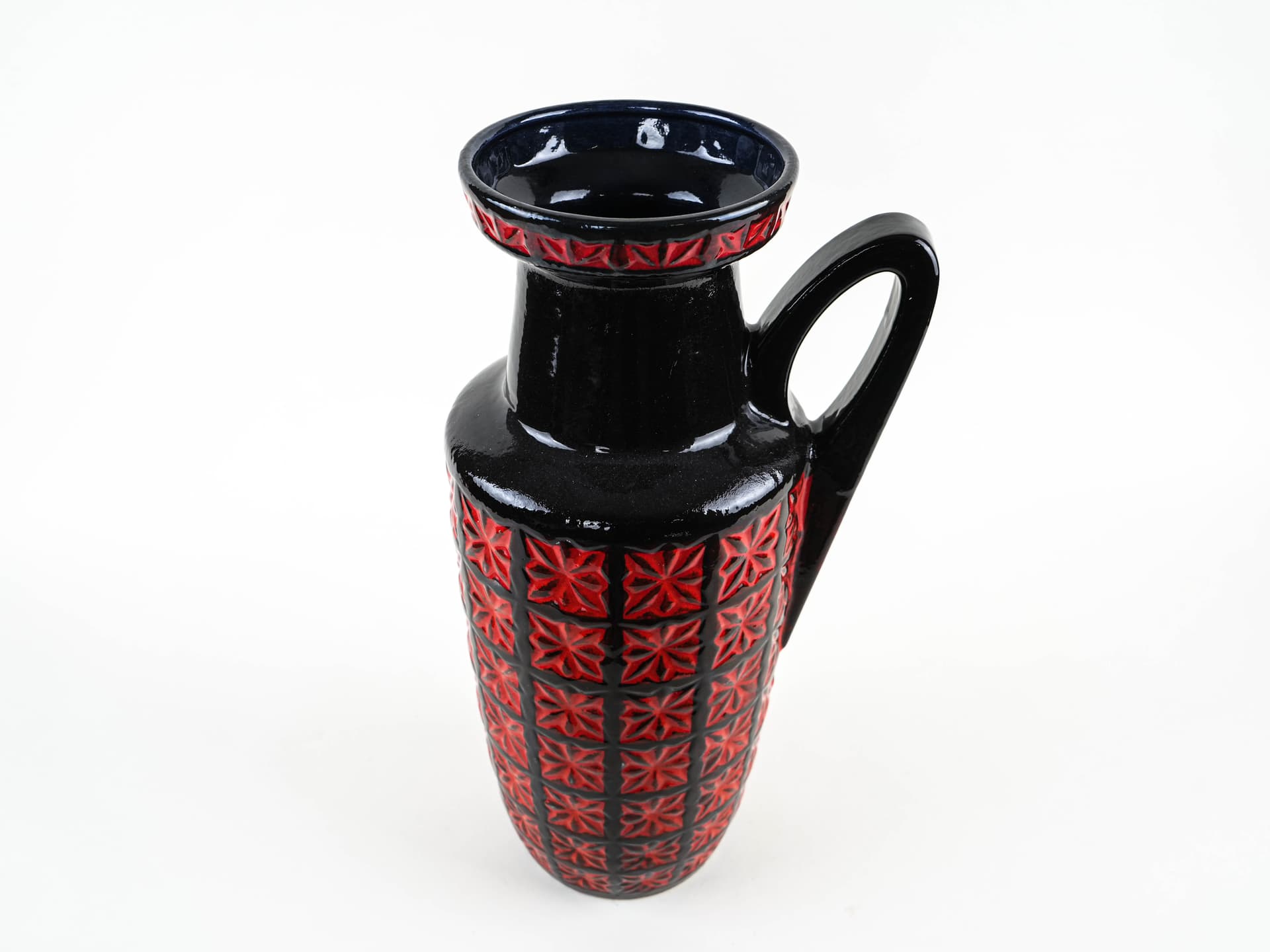 Vase West Germany, black red, ceramic, Germany, 1970s. - 397816