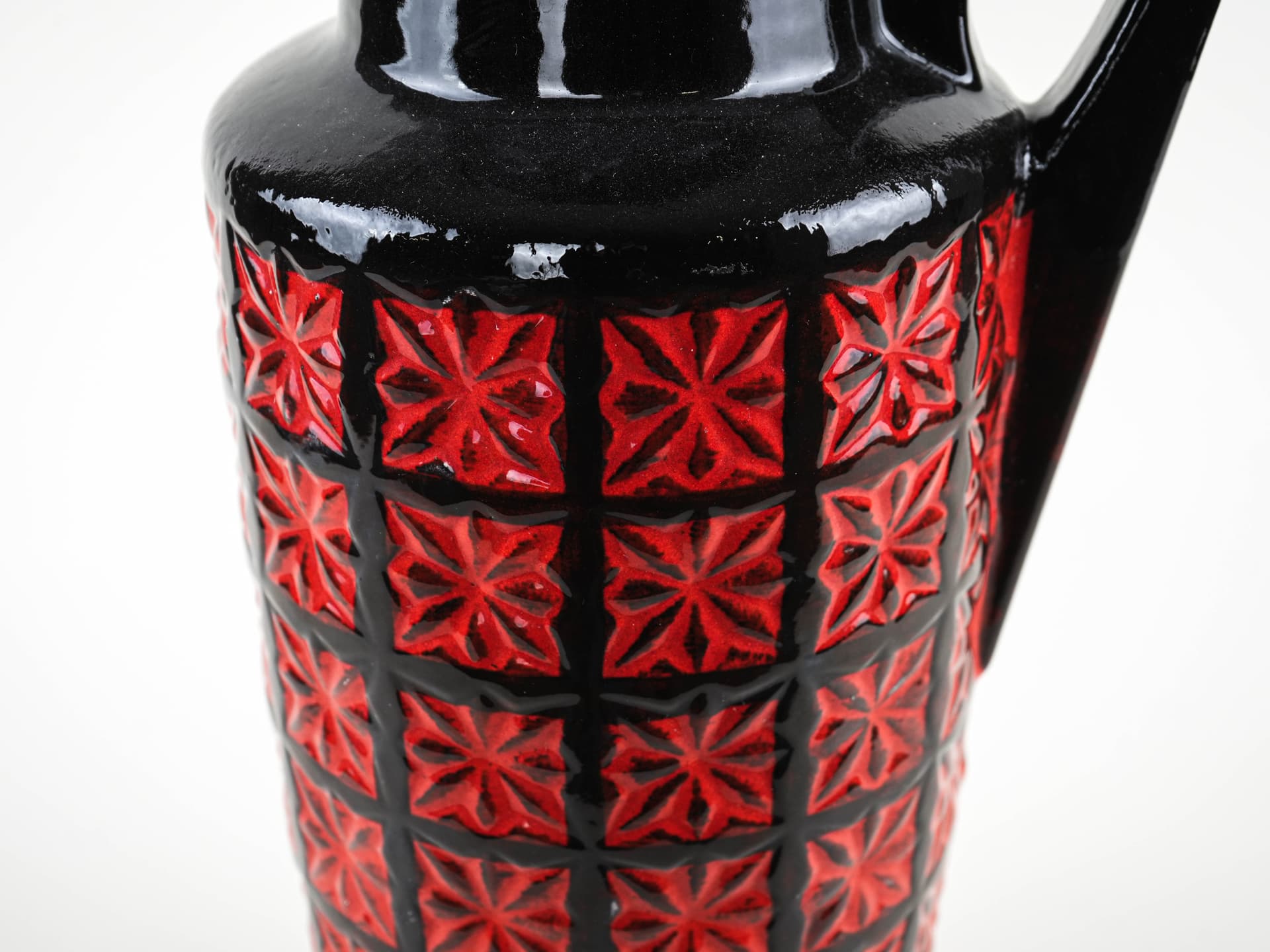 Vase West Germany, black red, ceramic, Germany, 1970s. - 397823