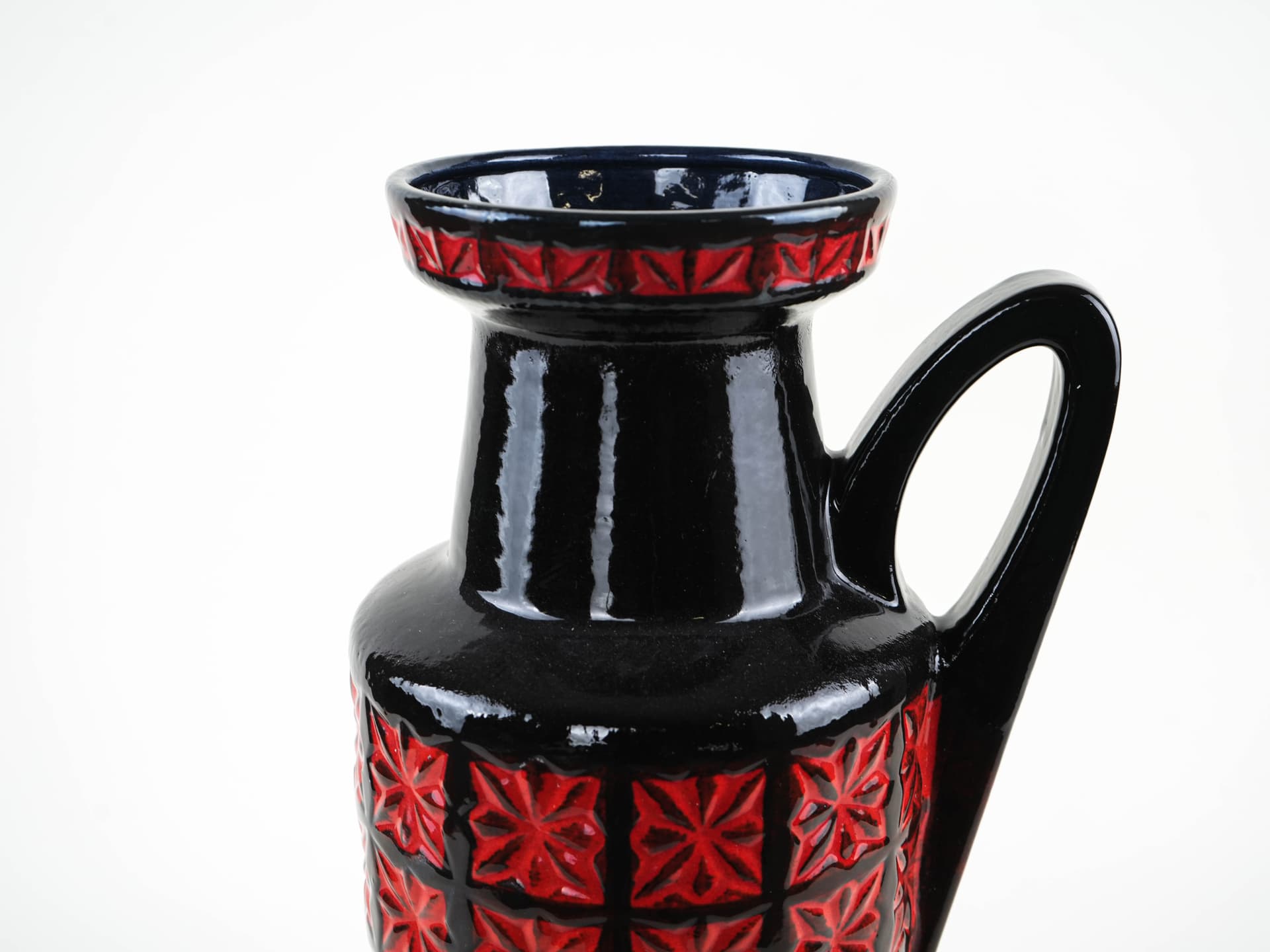 Vase West Germany, black red, ceramic, Germany, 1970s. - 397820