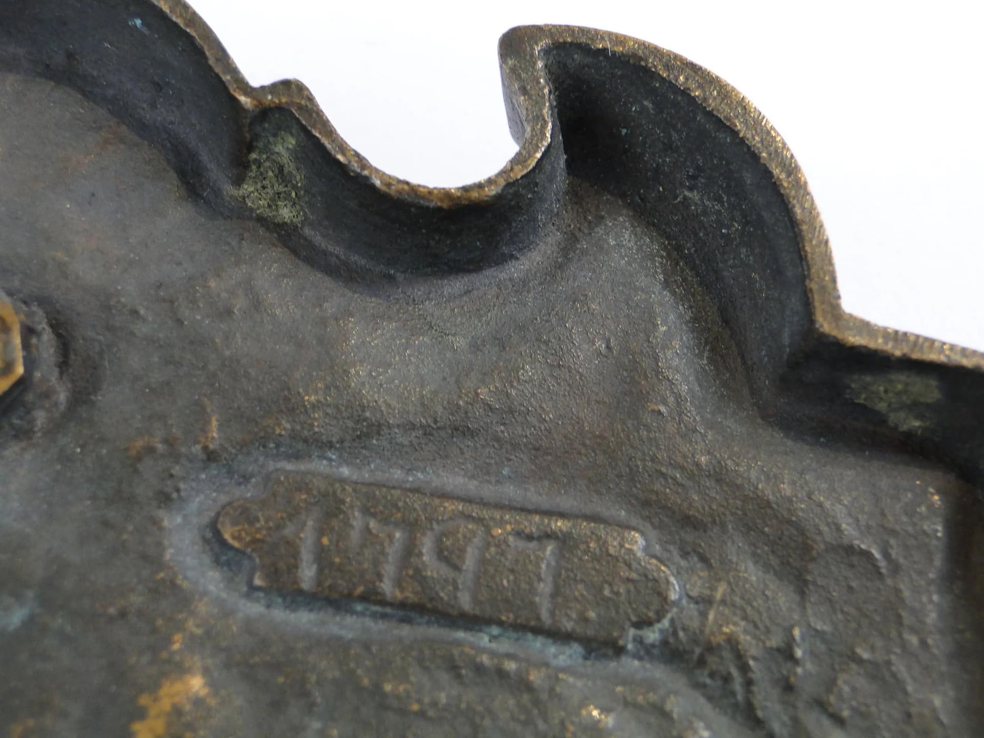 Kołatka do drzwi secesyjna, muszla, brąz brązowy, Austria, początek XX w. - 29171