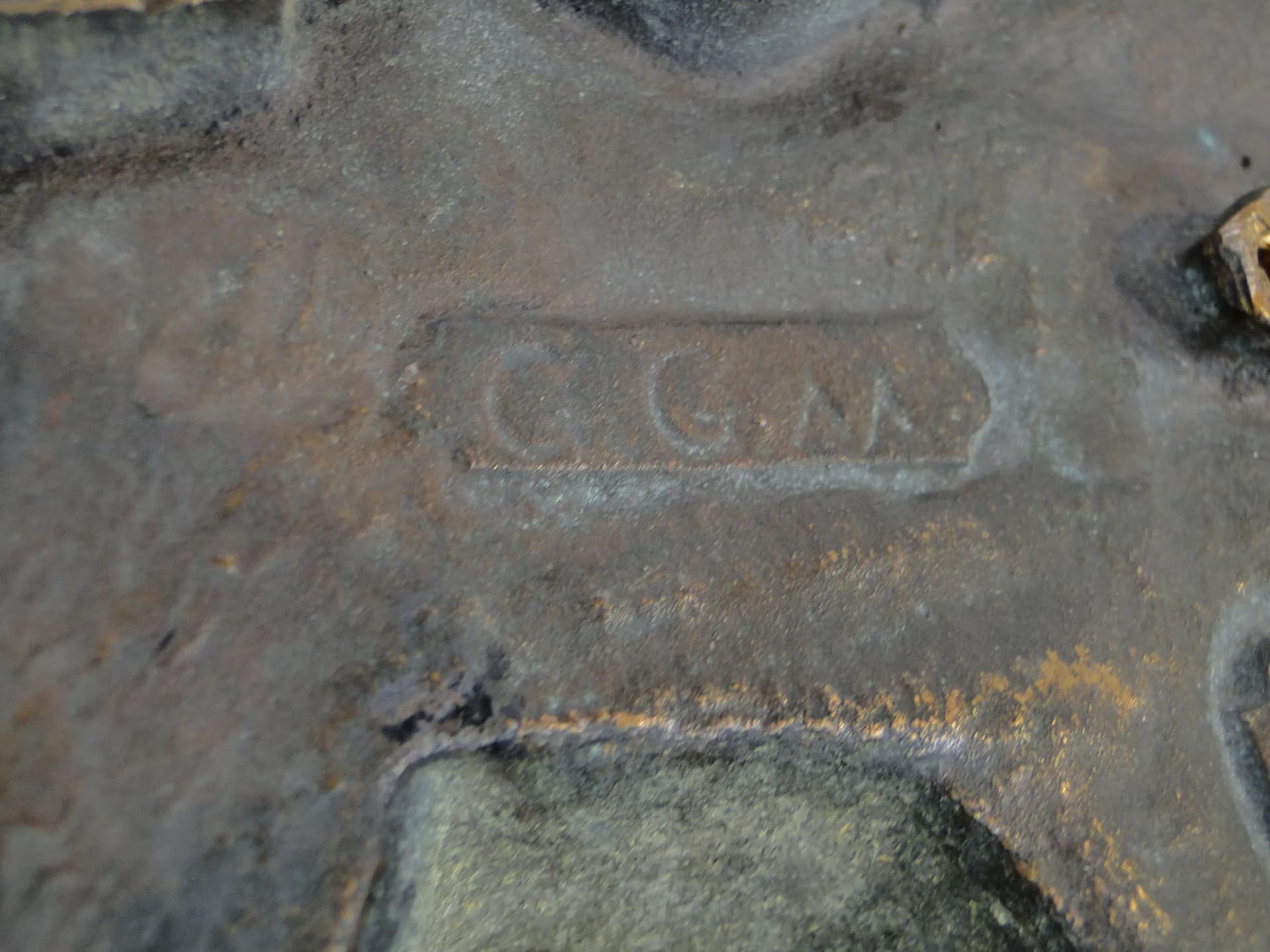 Kołatka do drzwi secesyjna, muszla, brąz brązowy, Austria, początek XX w. - 29172