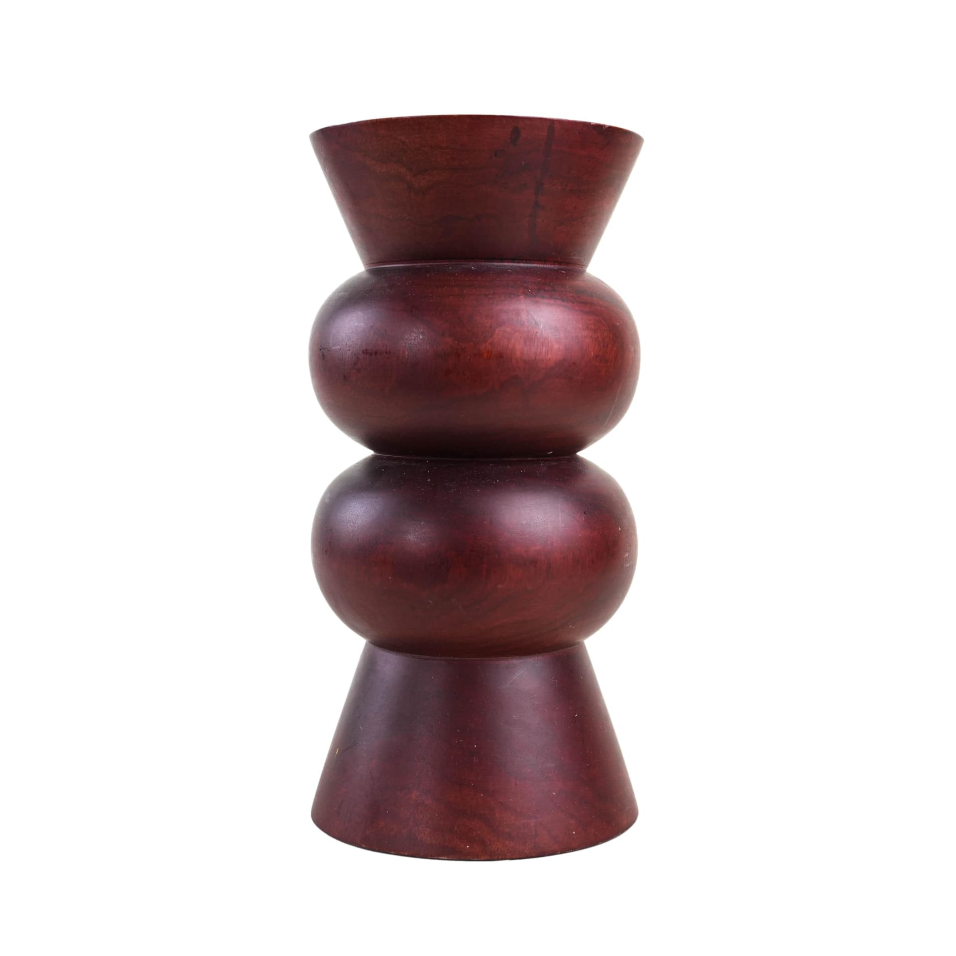 Segmented vase, burgundy wood, Denmark, 1970s.
