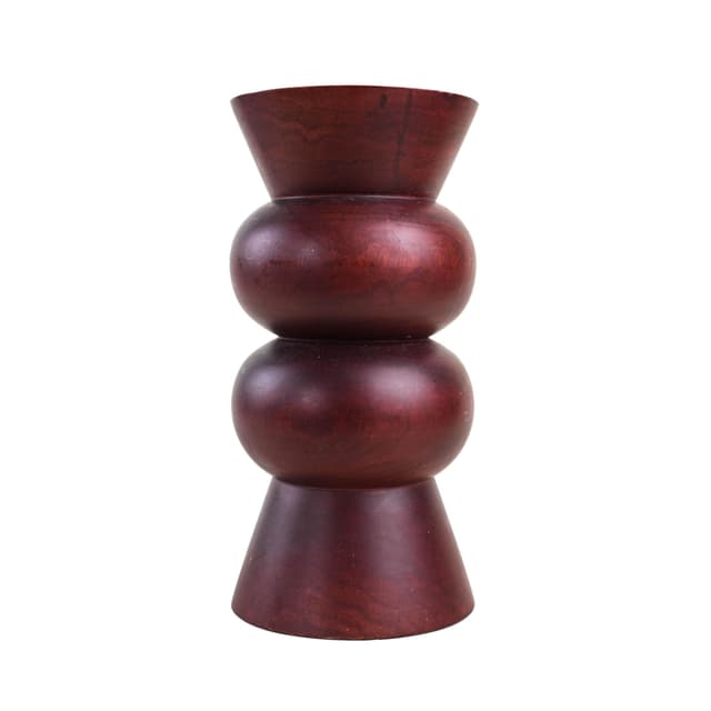 Segmented vase, burgundy wood, Denmark, 1970s. - DIMENSION