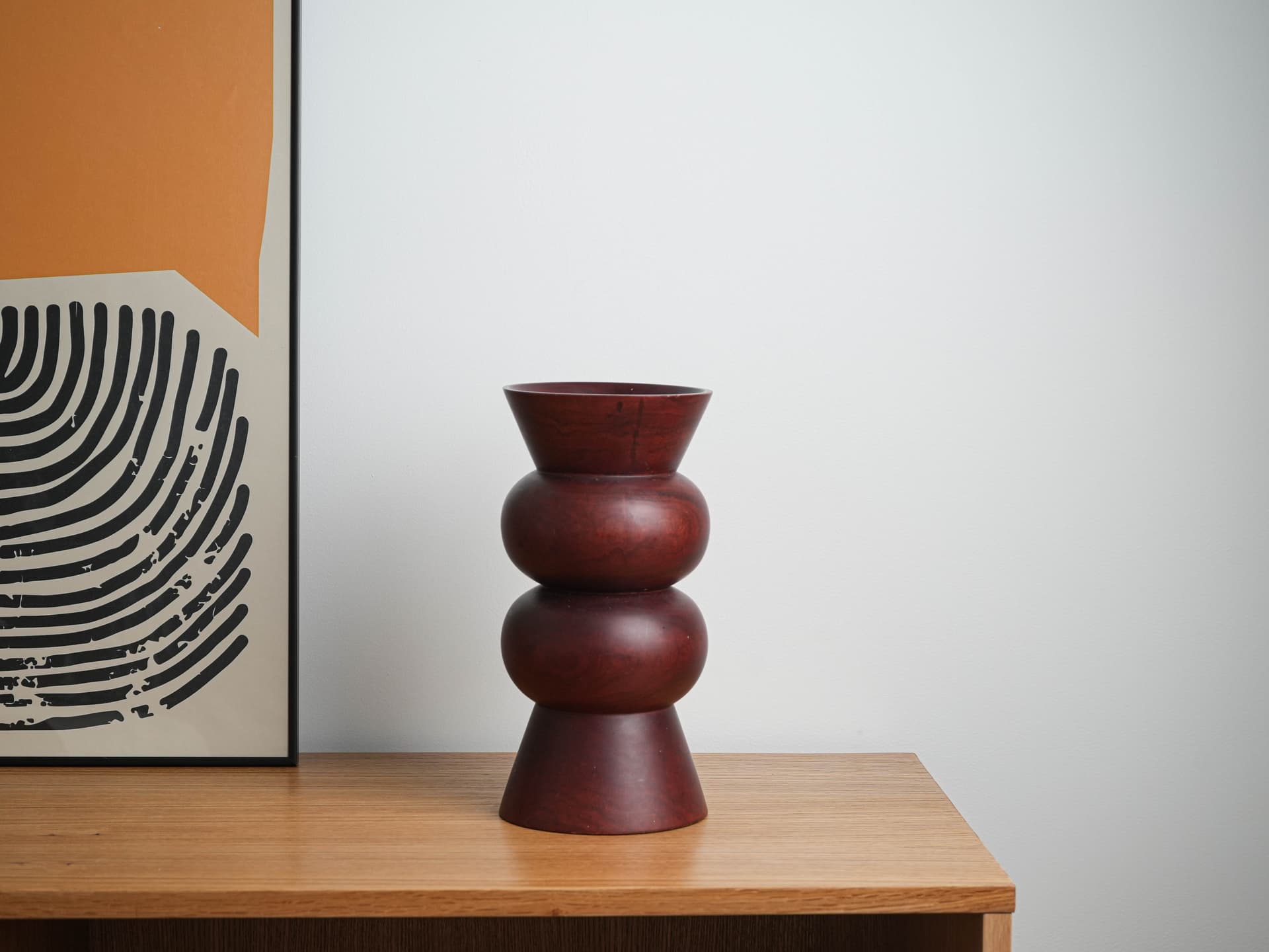 Segmented vase, burgundy wood, Denmark, 1970s. - 397855