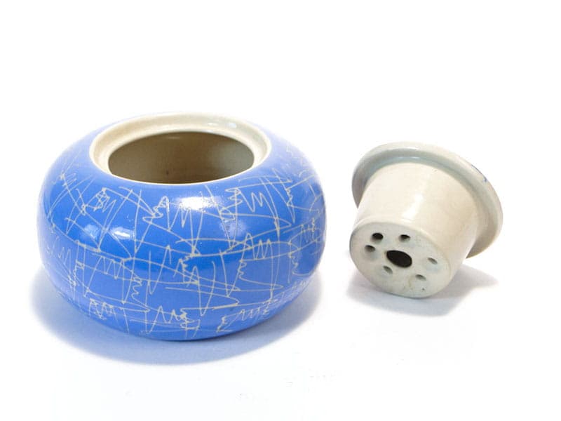 Ikebana vase, blue, porcelain, Chodzież, Poland, 1960s. - 397871