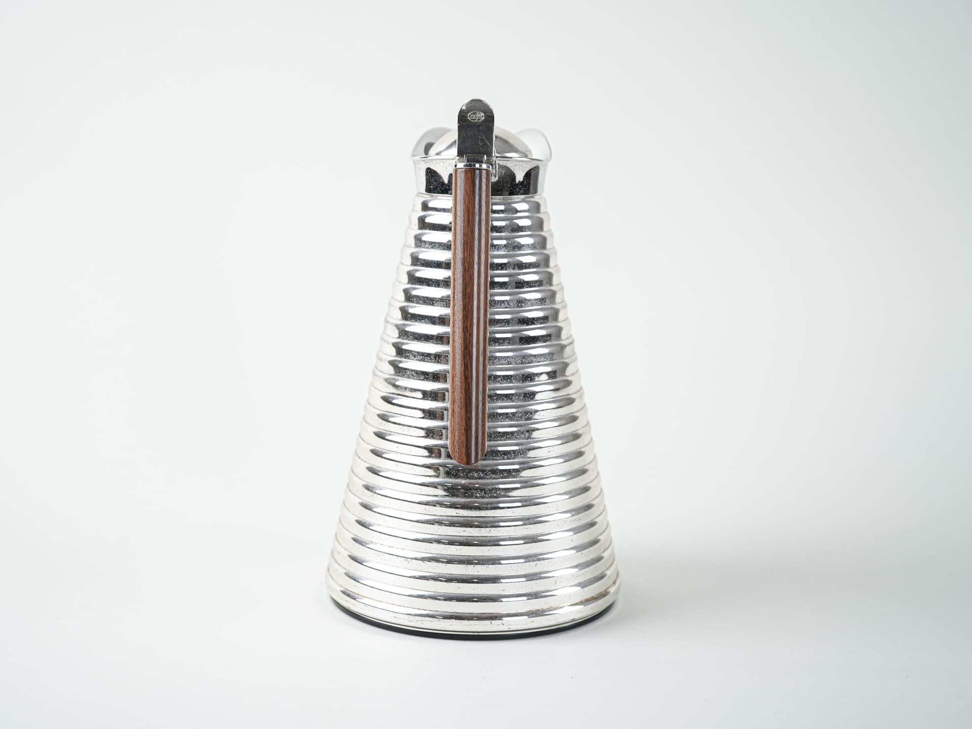 Thermal carafe, silver metal, brown wood, Germany, 1970s. - 397913