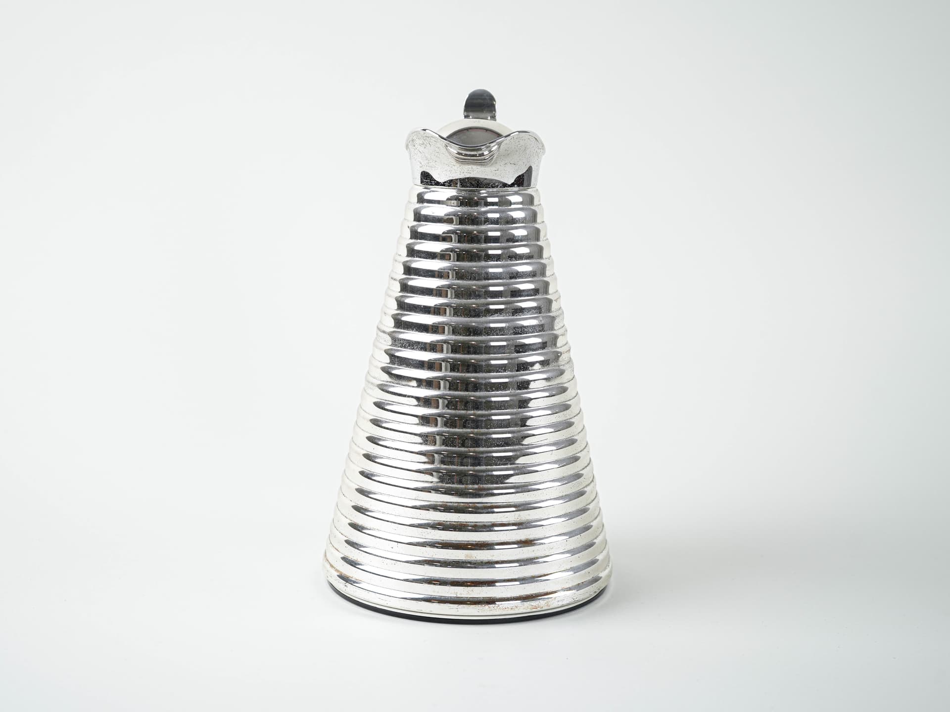 Thermal carafe, silver metal, brown wood, Germany, 1970s. - 397910