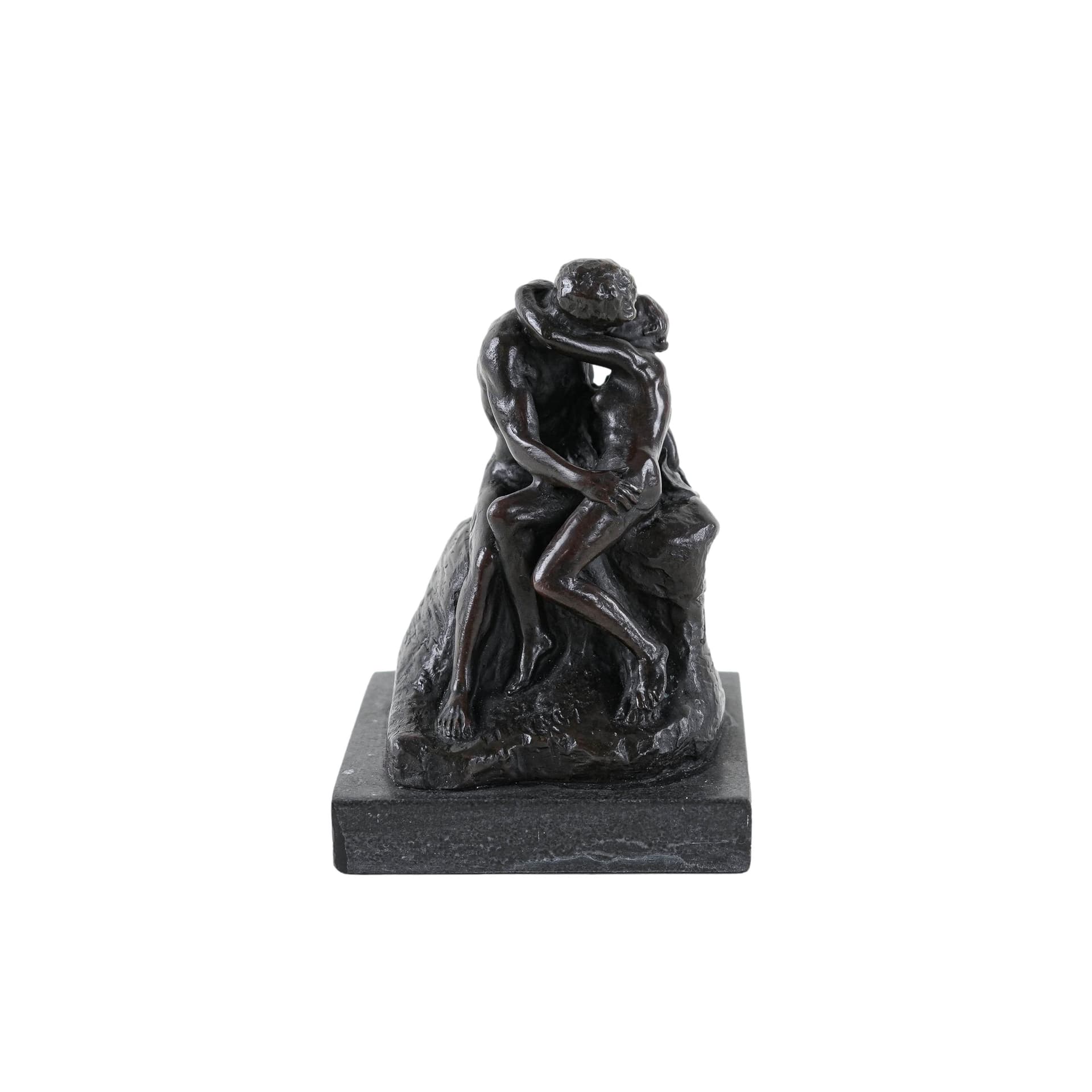 Mother and Child Figurine, Art Deco, brown bronze, marble base, 19th c.