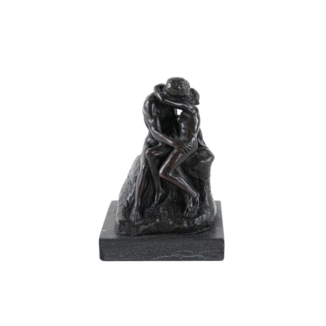 Mother and Child Figurine, Art Deco, brown bronze, marble base, 19th c. - DIMENSION