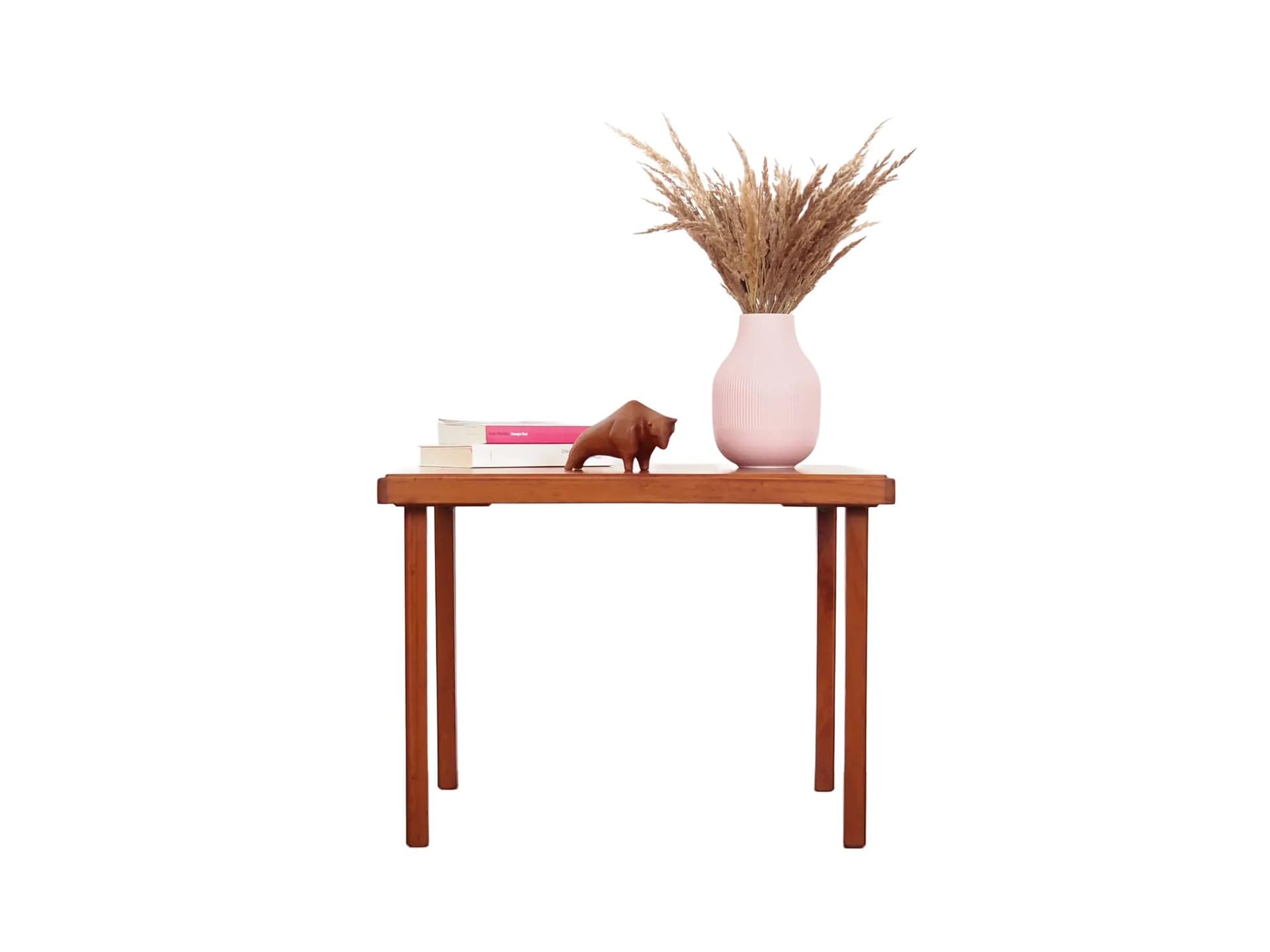 Coffee table, orange teak, Denmark, 1970s.