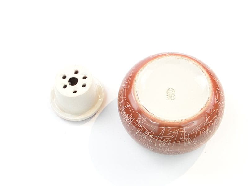 Wazon ikebana, brązowy biały, porcelana, Chodzież, Polska, lata 60. - 398070