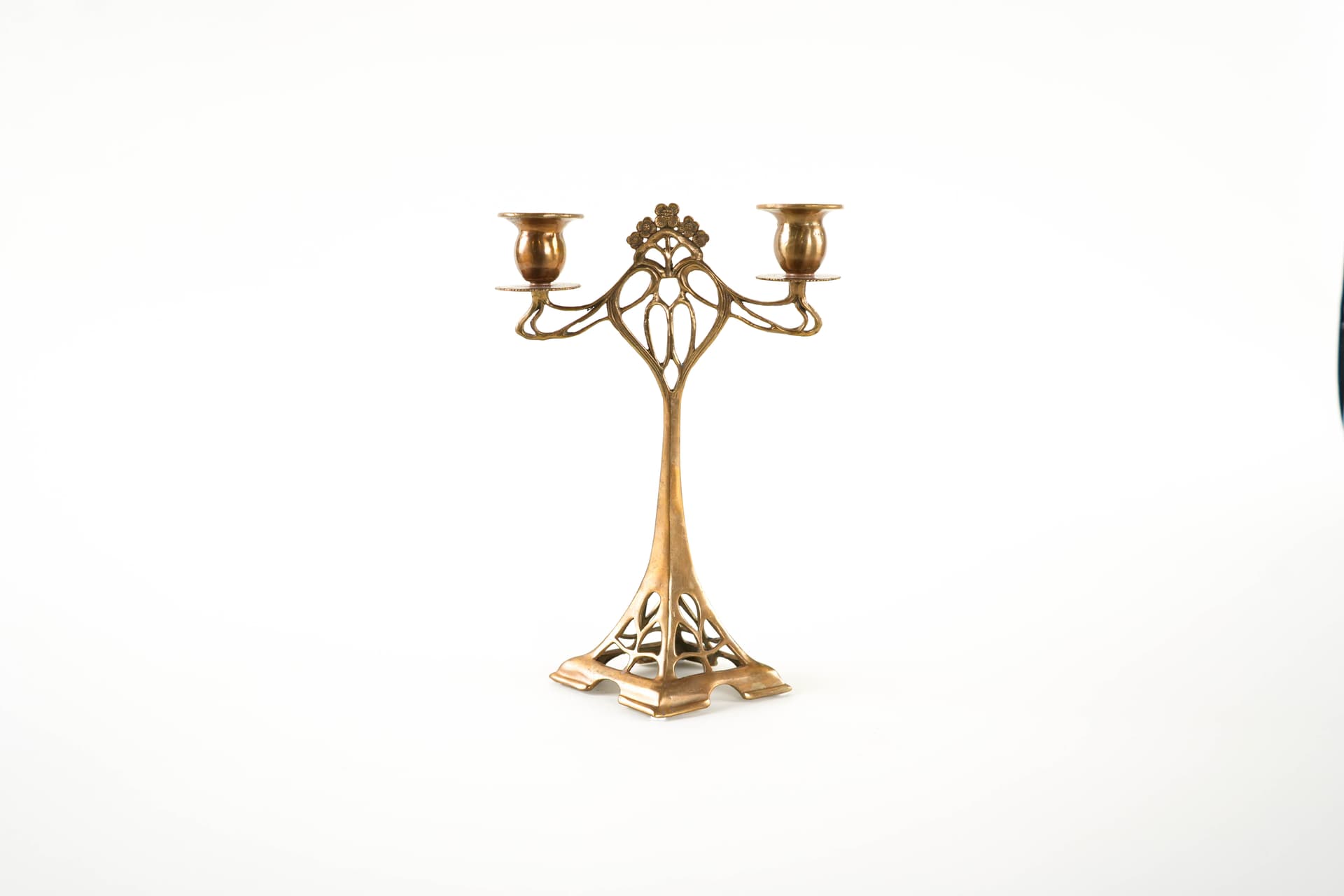 Two-armed Art Nouveau candlestick, gold, brass, early 20th c. - 398088