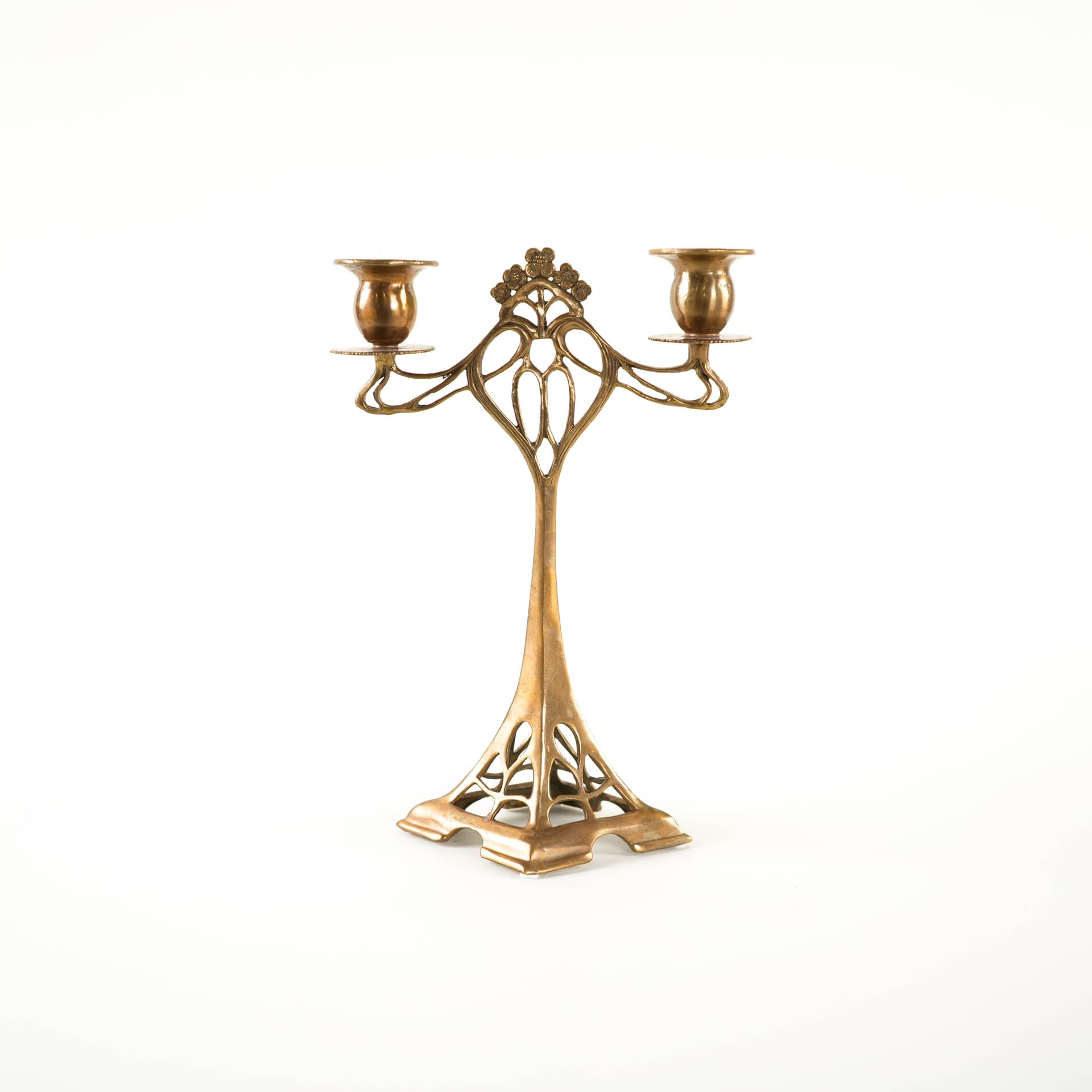 Two-armed Art Nouveau candlestick, gold, brass, early 20th c. - 398087