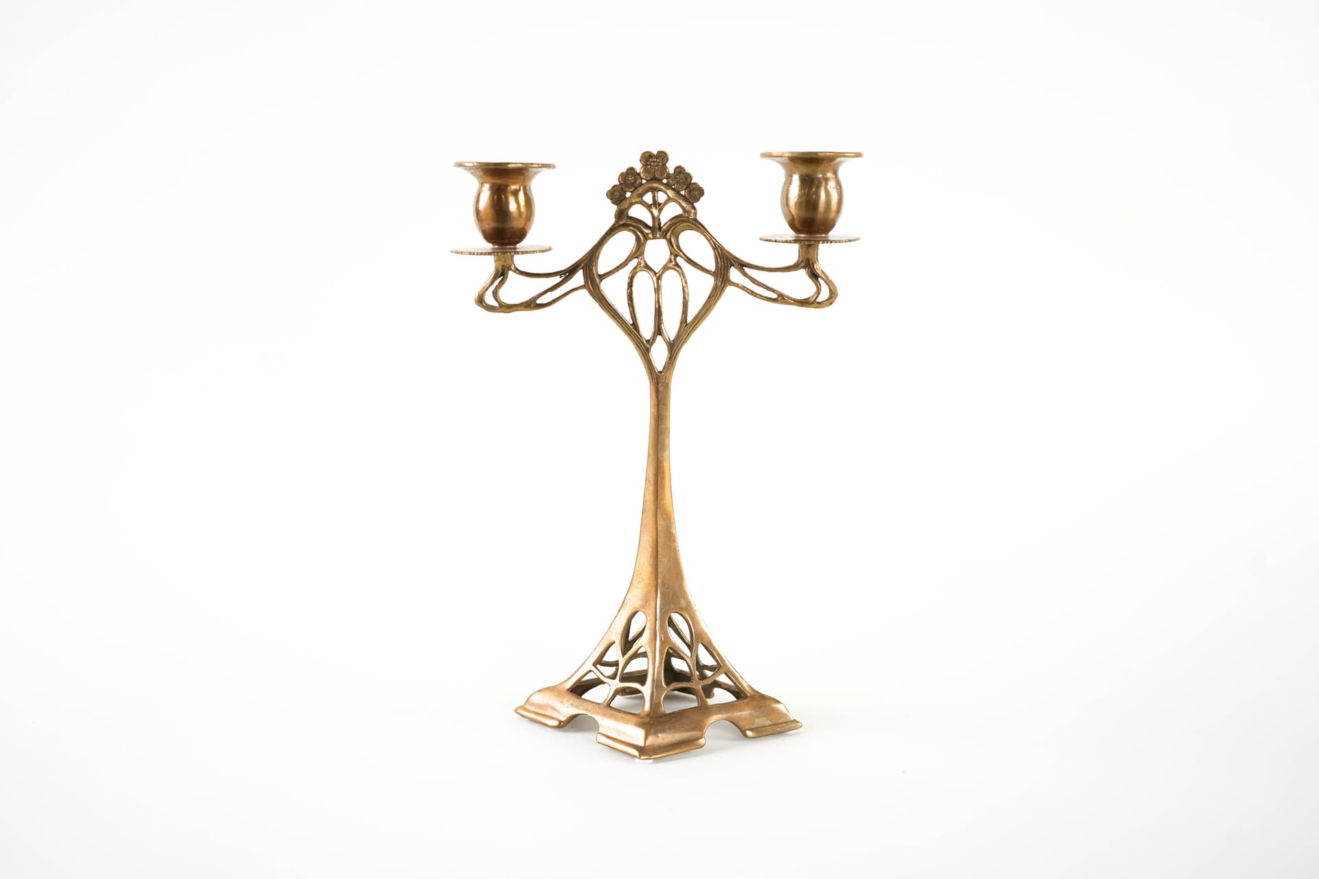 Two-armed Art Nouveau candlestick, gold, brass, early 20th c. - 398086