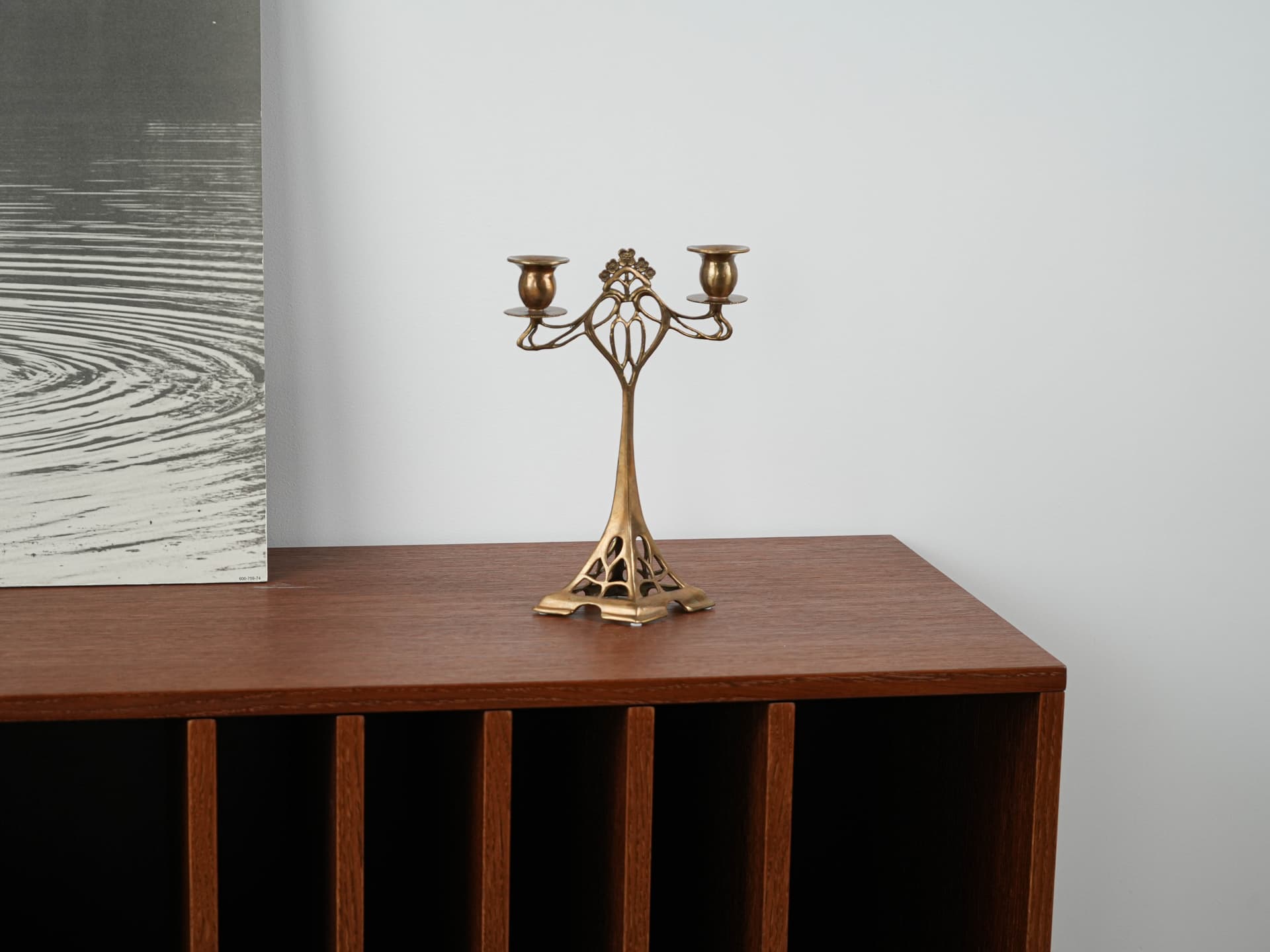 Two-armed Art Nouveau candlestick, gold, brass, early 20th c. - 398092