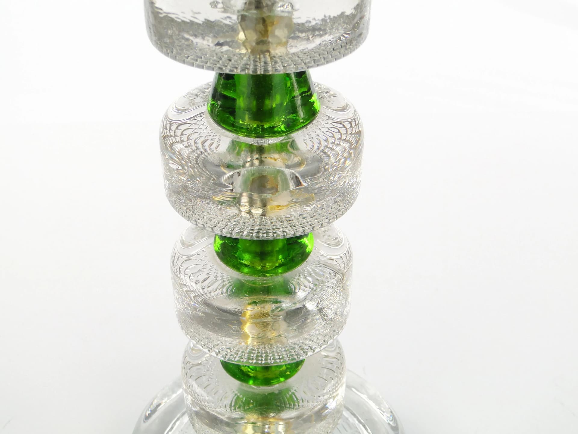 Table lamp, transparent and green glass, black velour, Norway, 1980s. - 398120