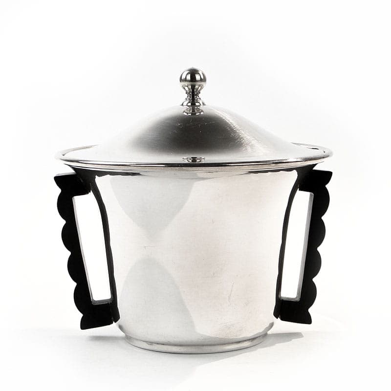 Sugar Bowl Art Deco, silver, black ebonite, Norway, 1930s