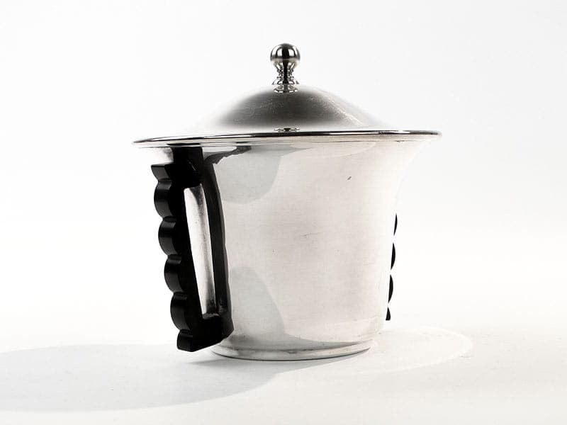 Sugar Bowl Art Deco, silver, black ebonite, Norway, 1930s - 398128