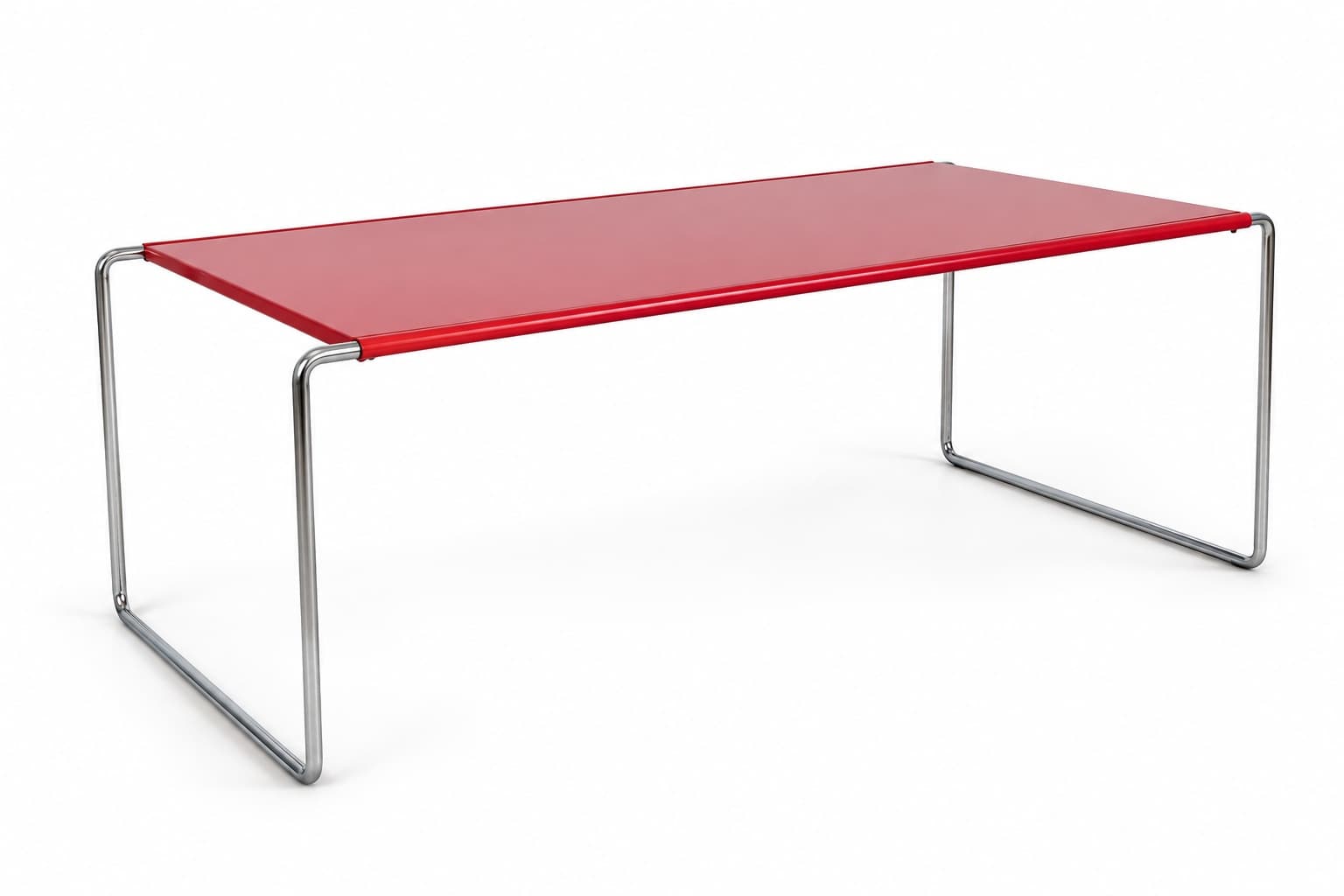 Coffee table Laccio, red top, chromed steel, by M. Breuer, Germany, 1970s. - 398182
