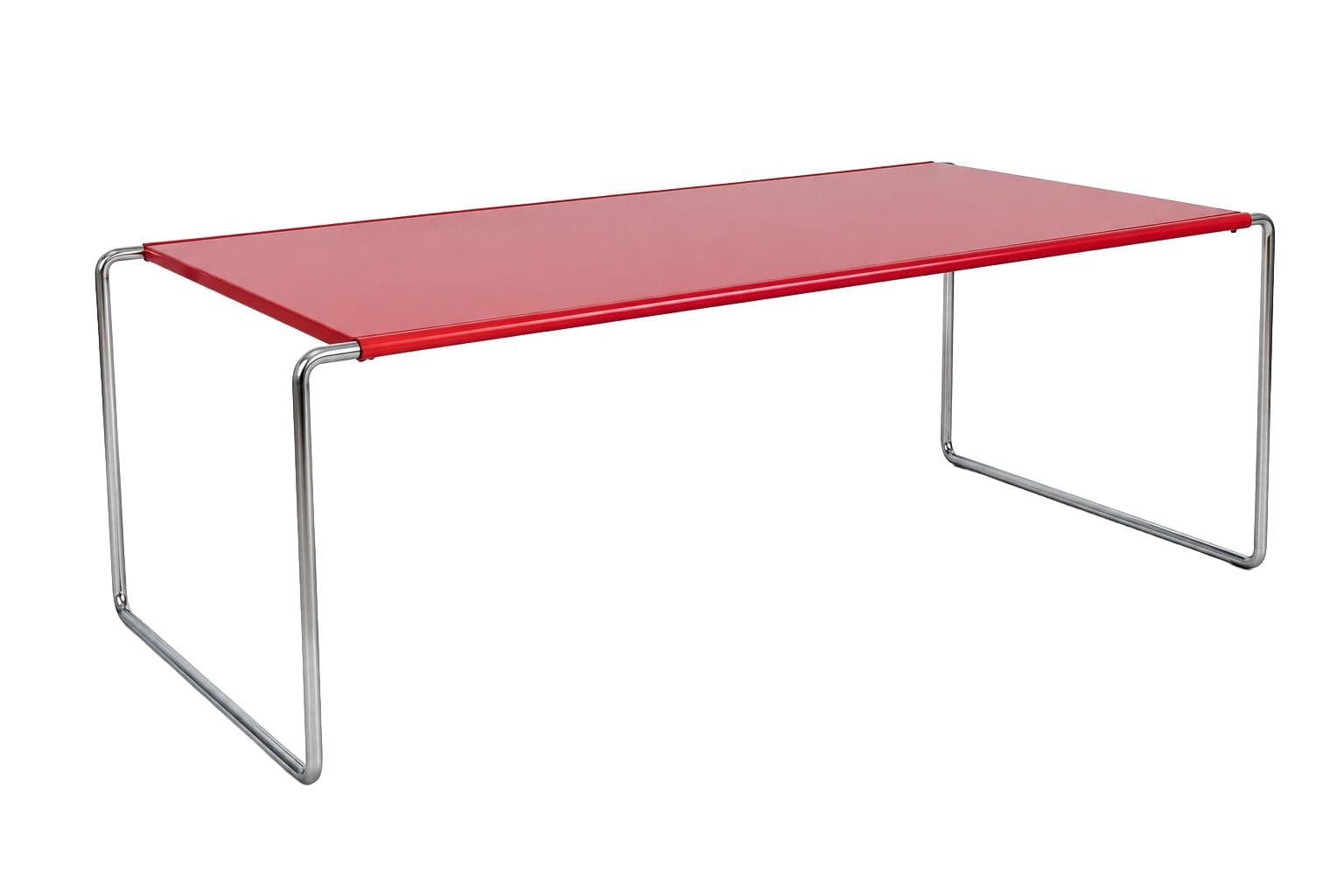 Coffee table Laccio, red top, chromed steel, by M. Breuer, Germany, 1970s.