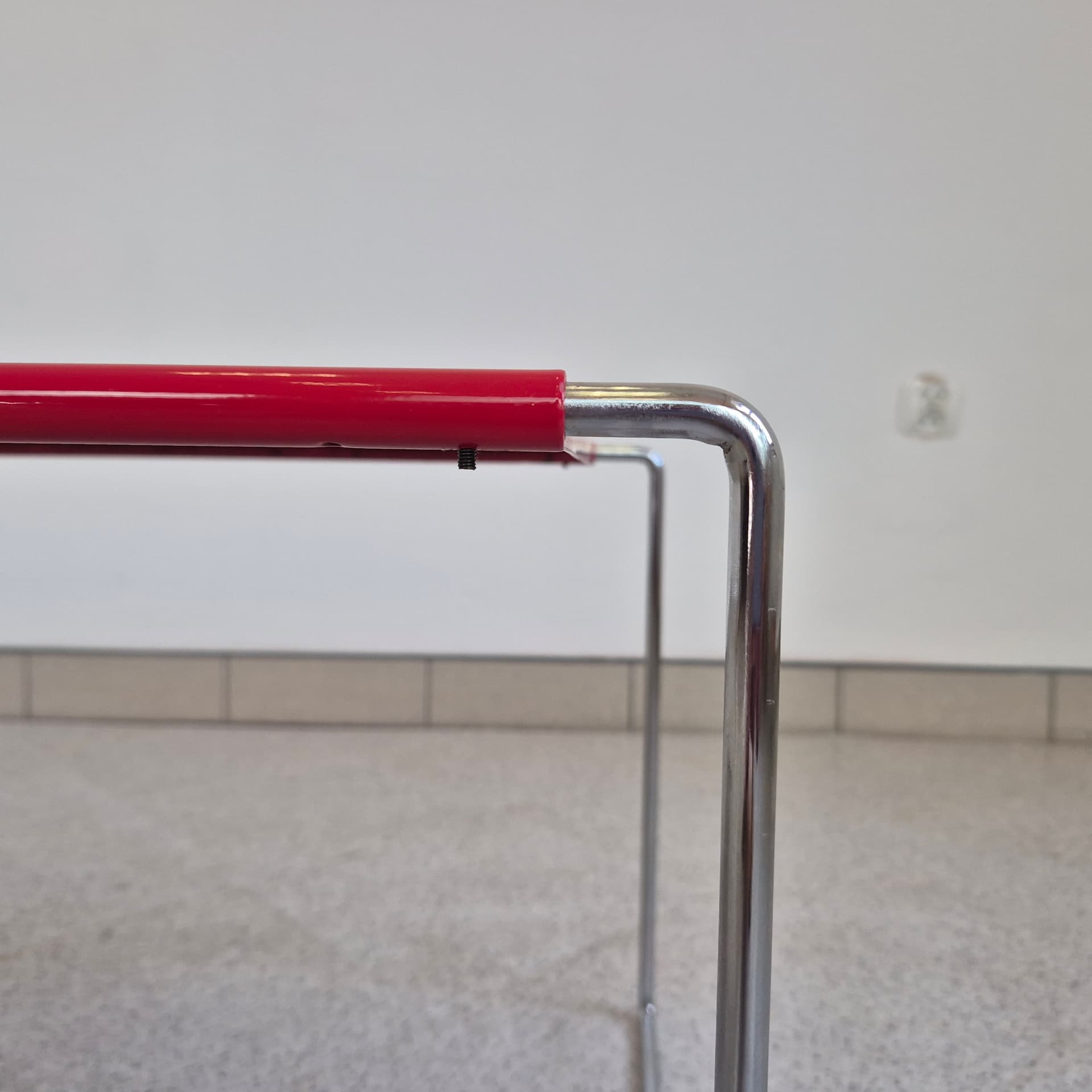 Coffee table Laccio, red top, chromed steel, by M. Breuer, Germany, 1970s. - 398172