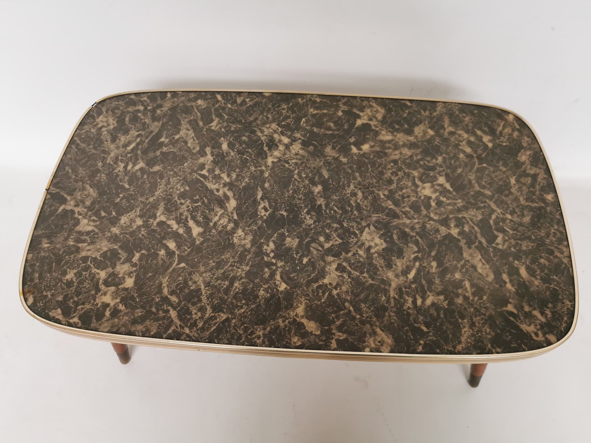 Kwietnik Rockabilly, czarny brązowy beżowy złoty, drewno metal, Niemcy, lata 60. - 398212