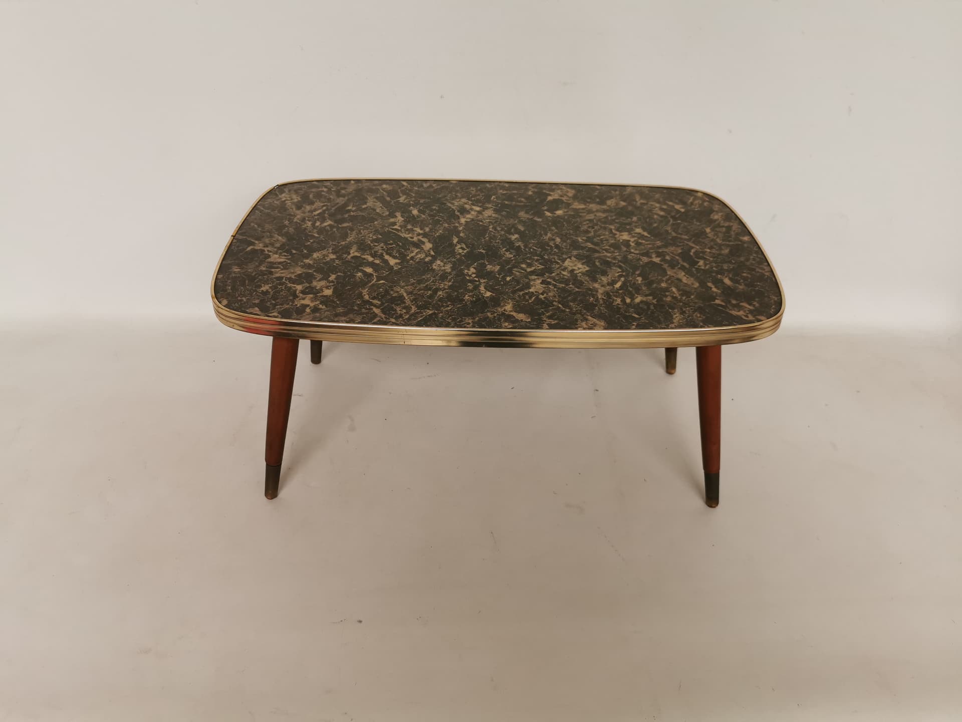 Kwietnik Rockabilly, czarny brązowy beżowy złoty, drewno metal, Niemcy, lata 60. - 398214