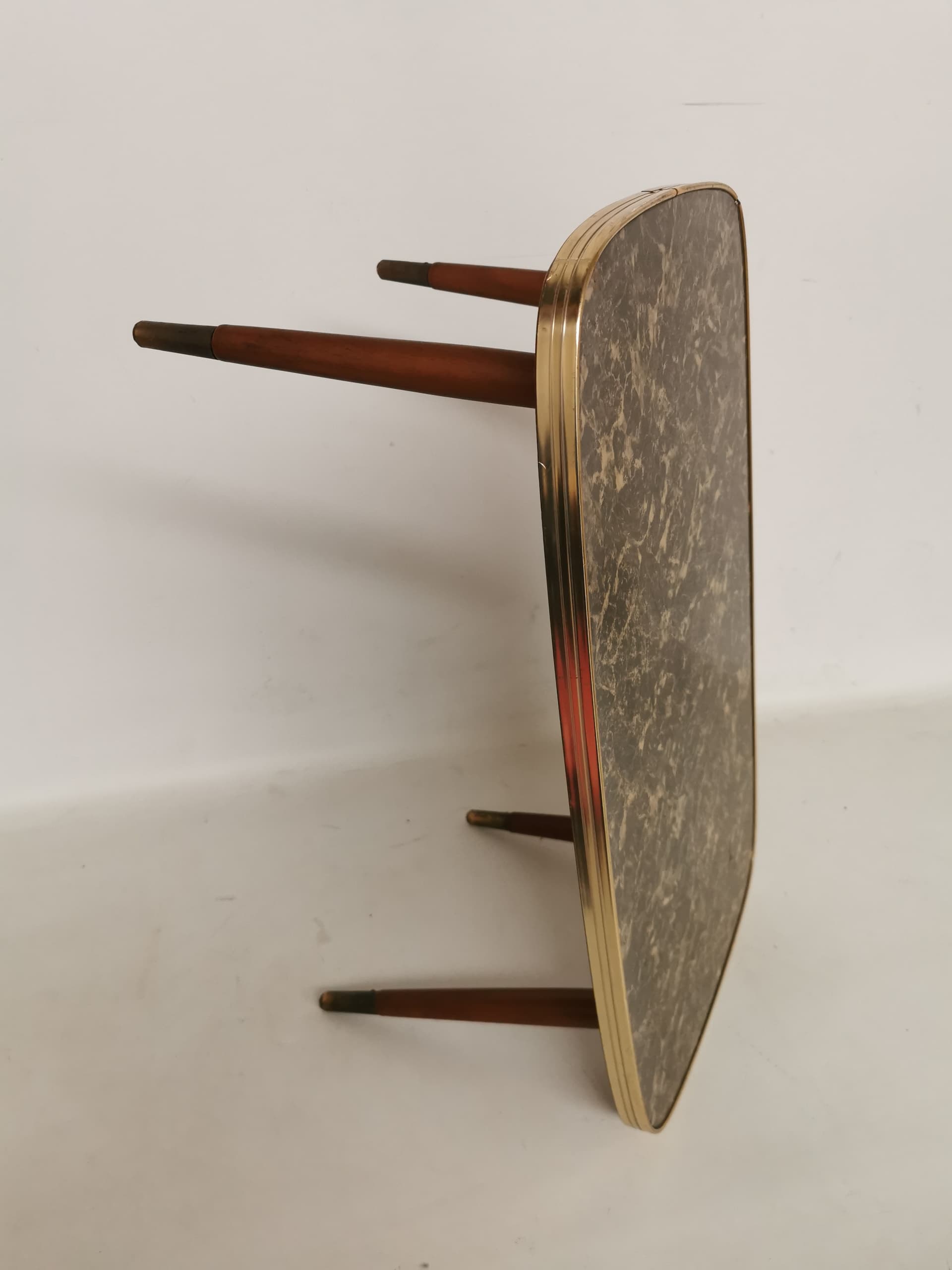 Kwietnik Rockabilly, czarny brązowy beżowy złoty, drewno metal, Niemcy, lata 60. - 398211
