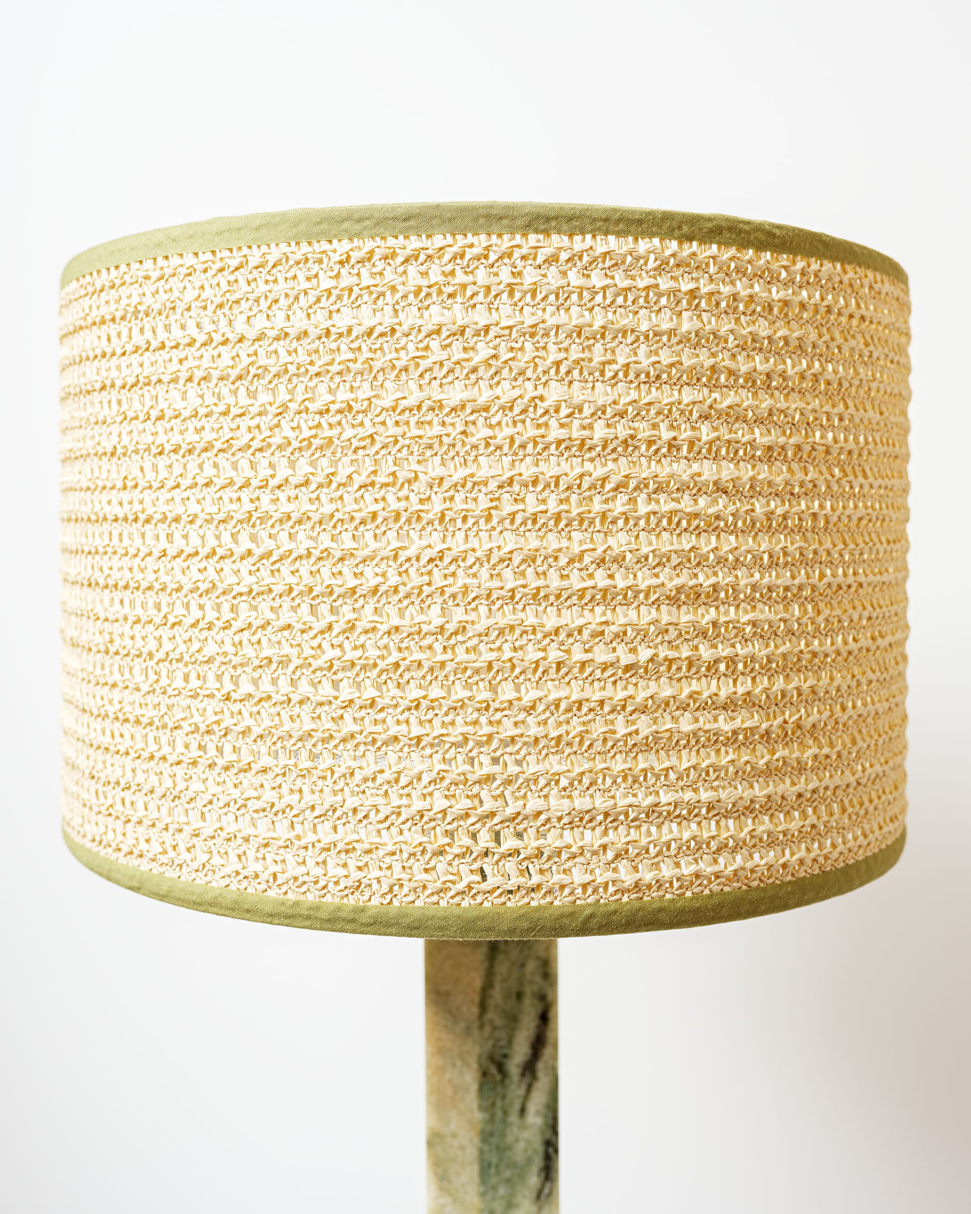 Table lamp, green marble, beige rattan, Denmark, 1970s. - 398545