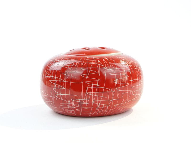 Ikebana vase, red, porcelain, Chodzież, Poland, 1960s. - 398568