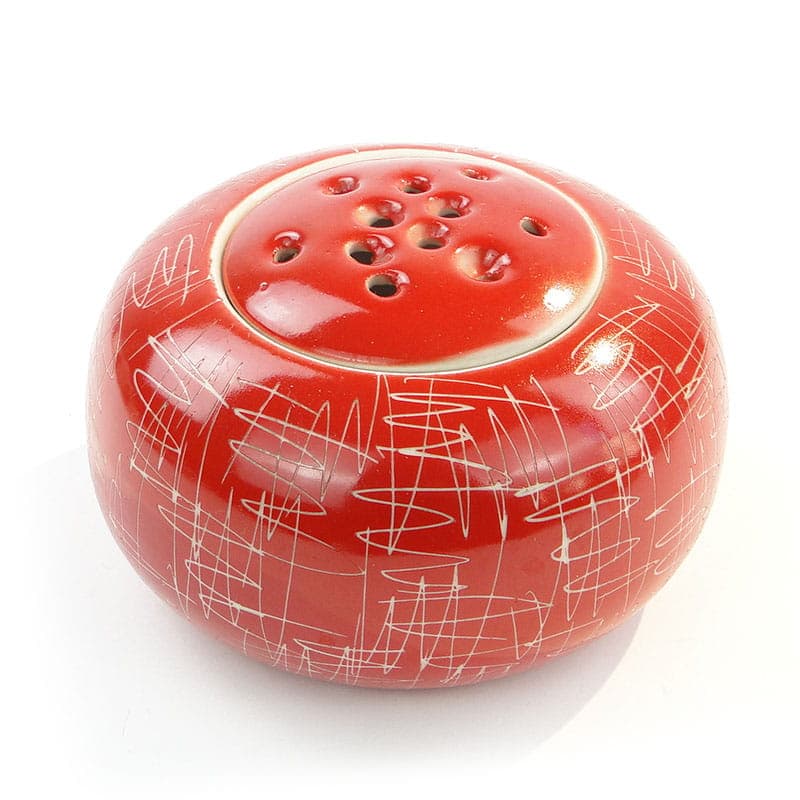 Ikebana vase, red, porcelain, Chodzież, Poland, 1960s.