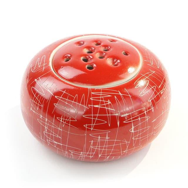 Ikebana vase, red, porcelain, Chodzież, Poland, 1960s. - DIMENSION