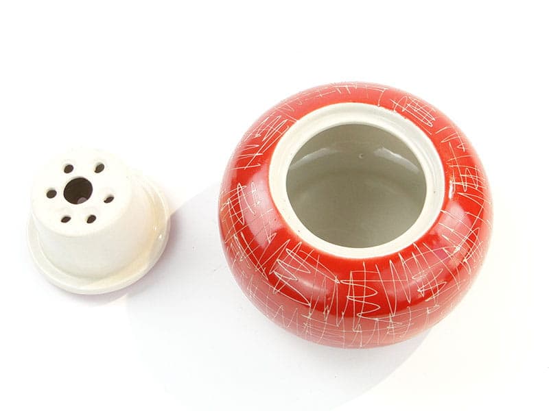 Ikebana vase, red, porcelain, Chodzież, Poland, 1960s. - 398570