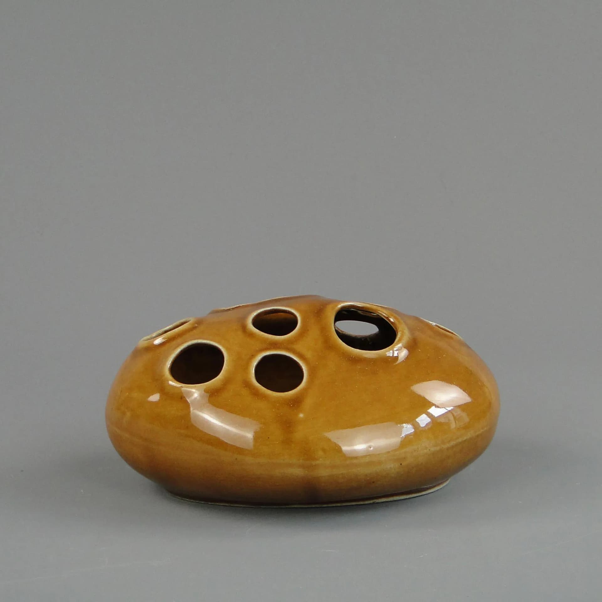 Ikebana Vase Meteoryt, brown ceramic, Poland, 1960s. - 398576