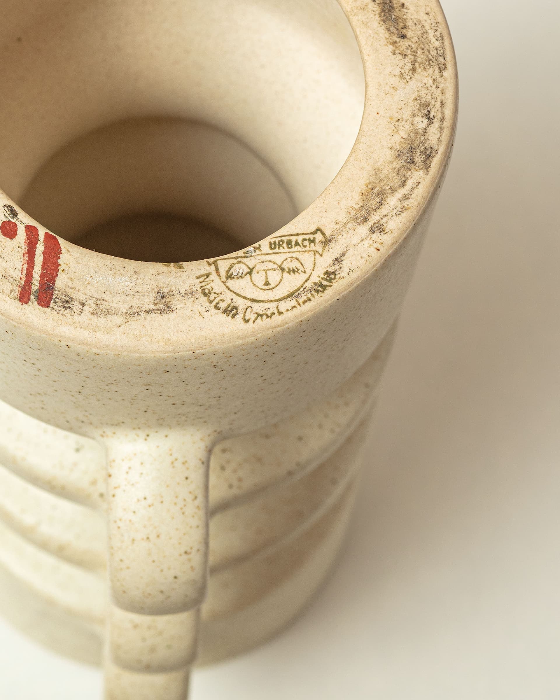 Candlestick, beige, ceramic, Ditmar Urbach, Czechoslovakia, 1970s. - 398587