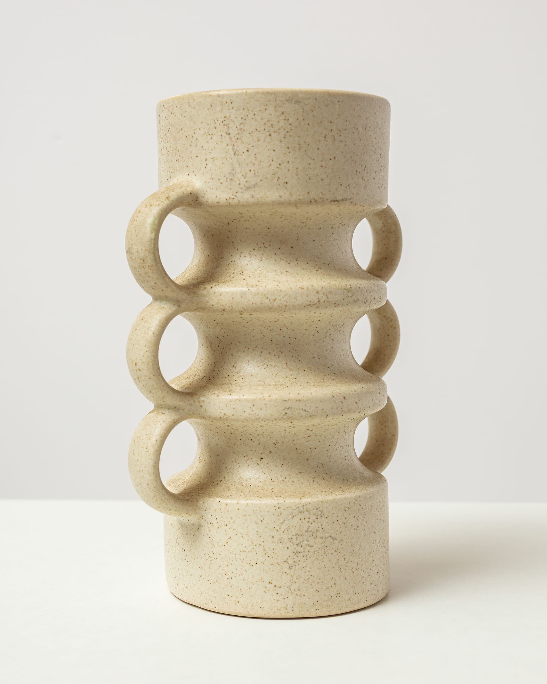Candlestick, beige, ceramic, Ditmar Urbach, Czechoslovakia, 1970s. - 398586