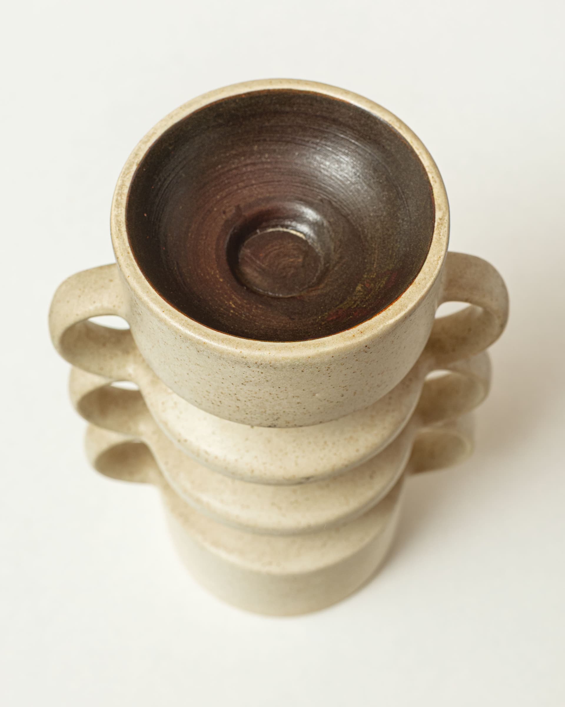 Candlestick, beige, ceramic, Ditmar Urbach, Czechoslovakia, 1970s. - 398584