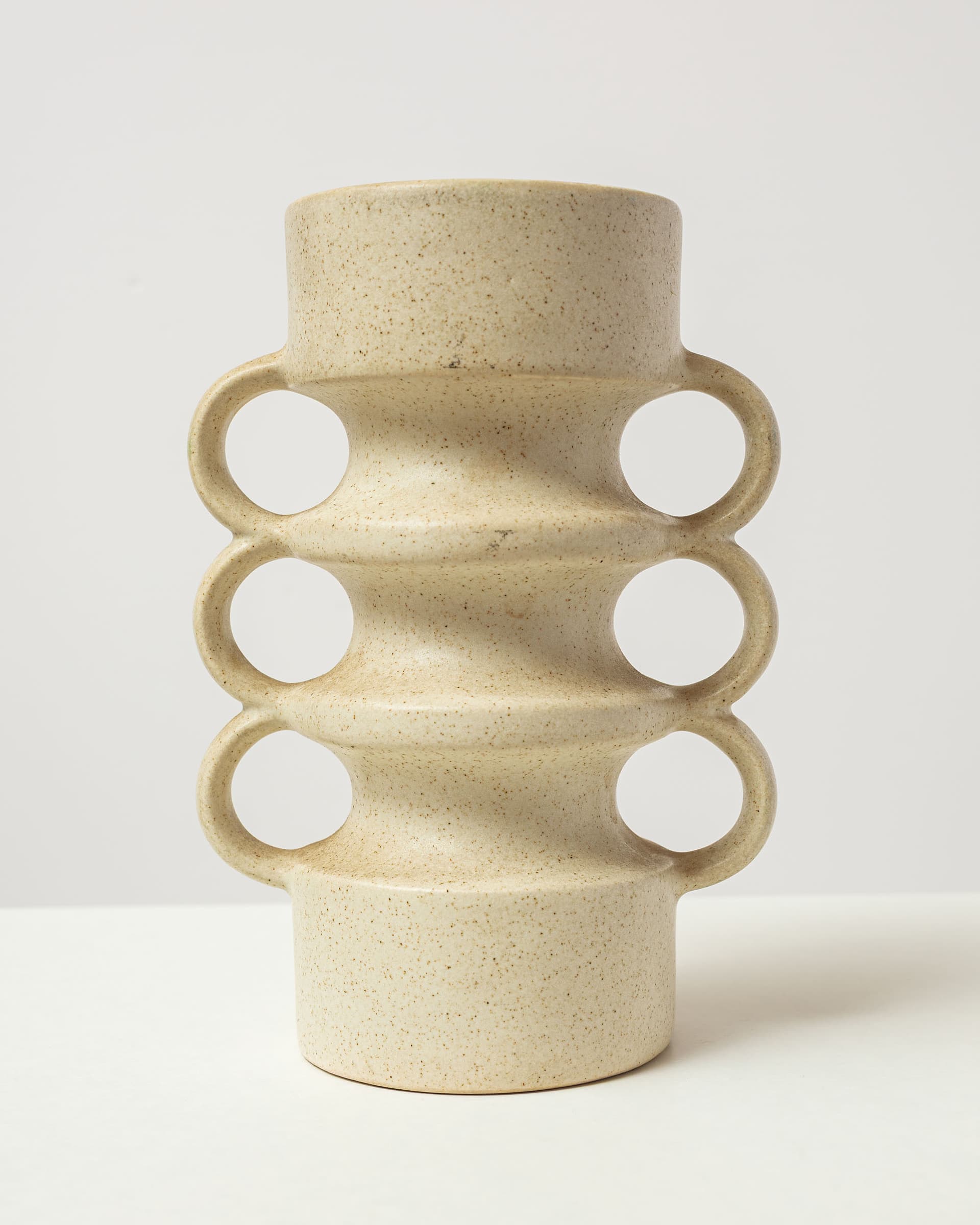 Candlestick, beige, ceramic, Ditmar Urbach, Czechoslovakia, 1970s. - 398585