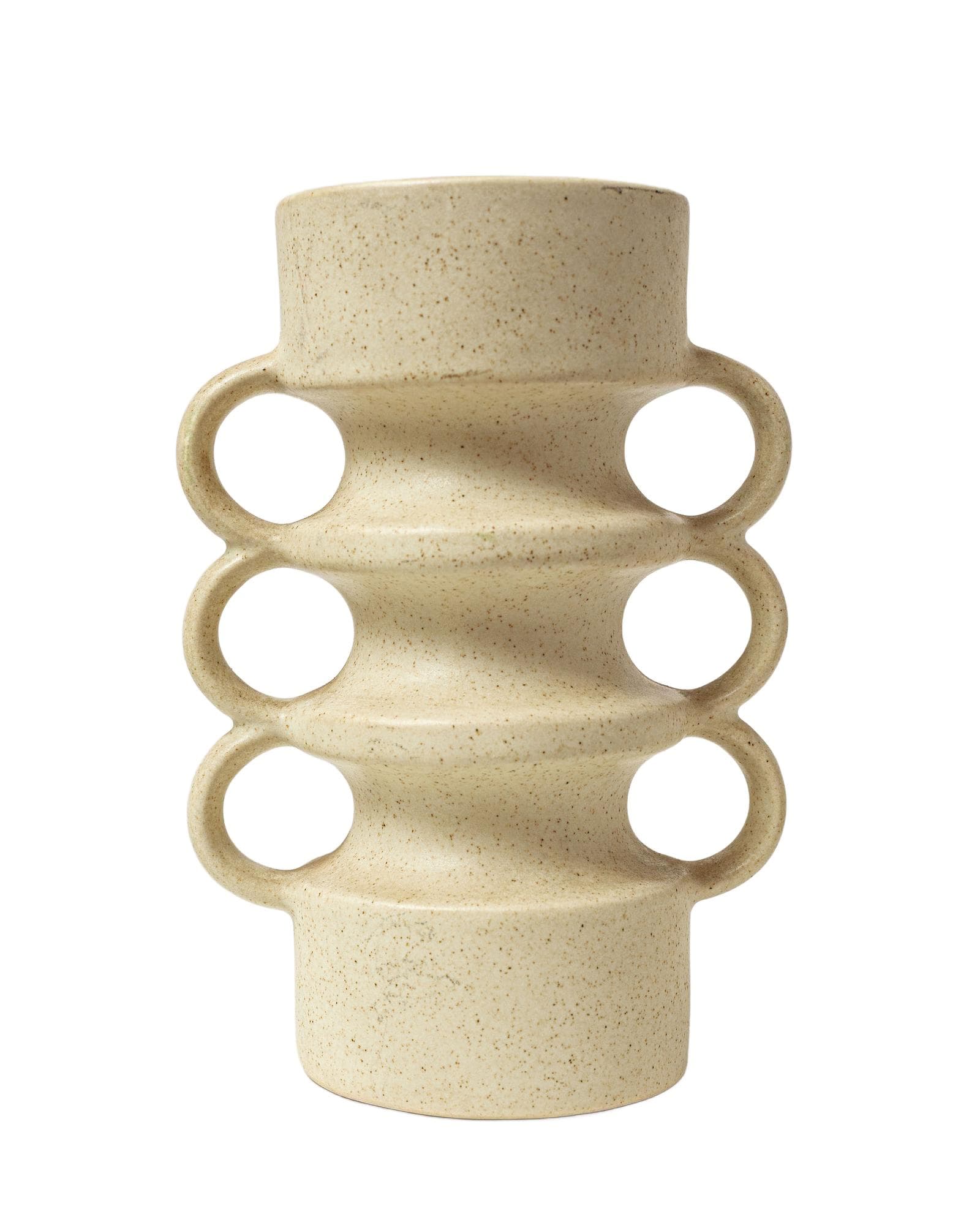 Candlestick, beige, ceramic, Ditmar Urbach, Czechoslovakia, 1970s.