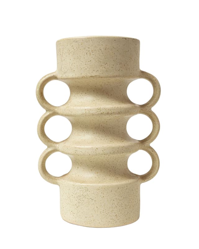 Candlestick, beige, ceramic, Ditmar Urbach, Czechoslovakia, 1970s. - DIMENSION