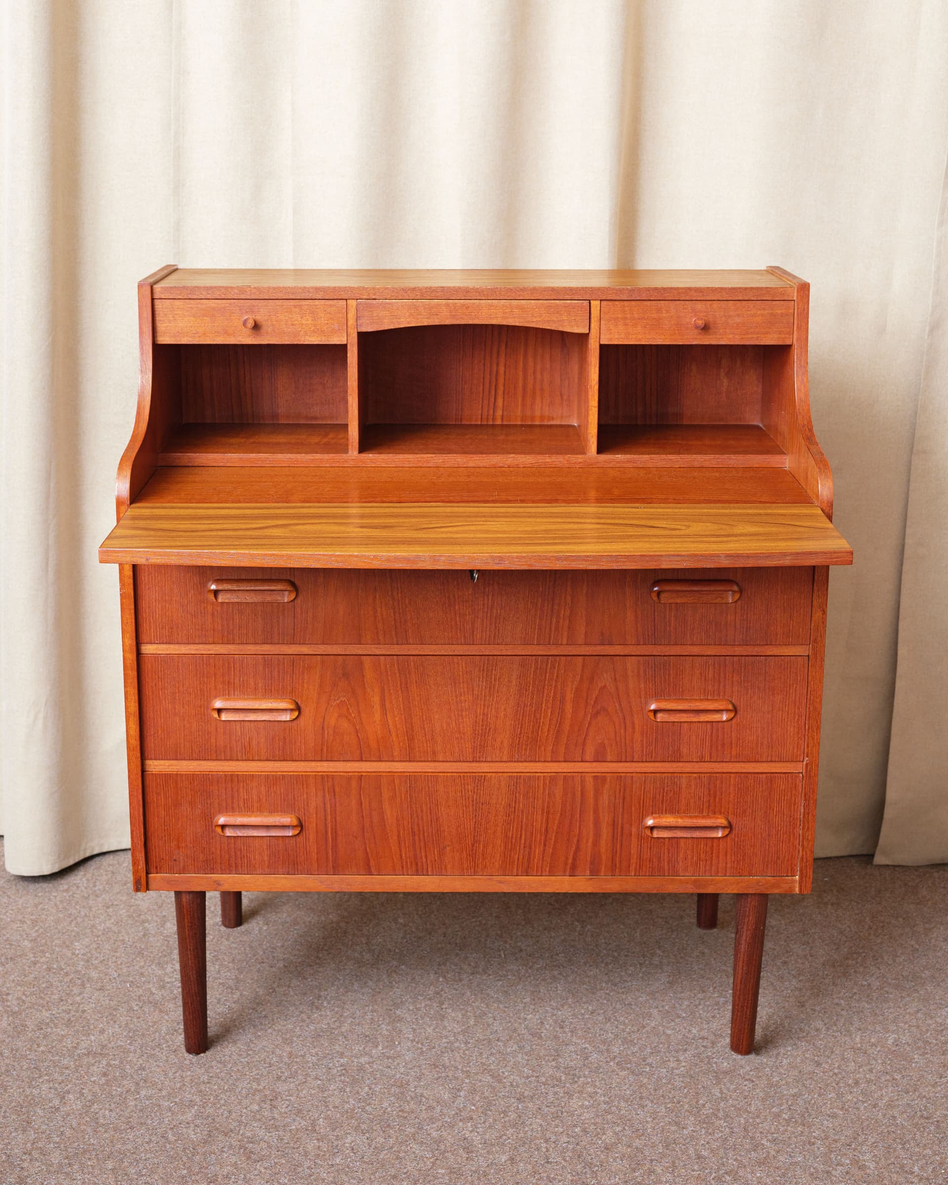 Sekretarzyk, teak brązowy, Dania, lata 70. - 398594