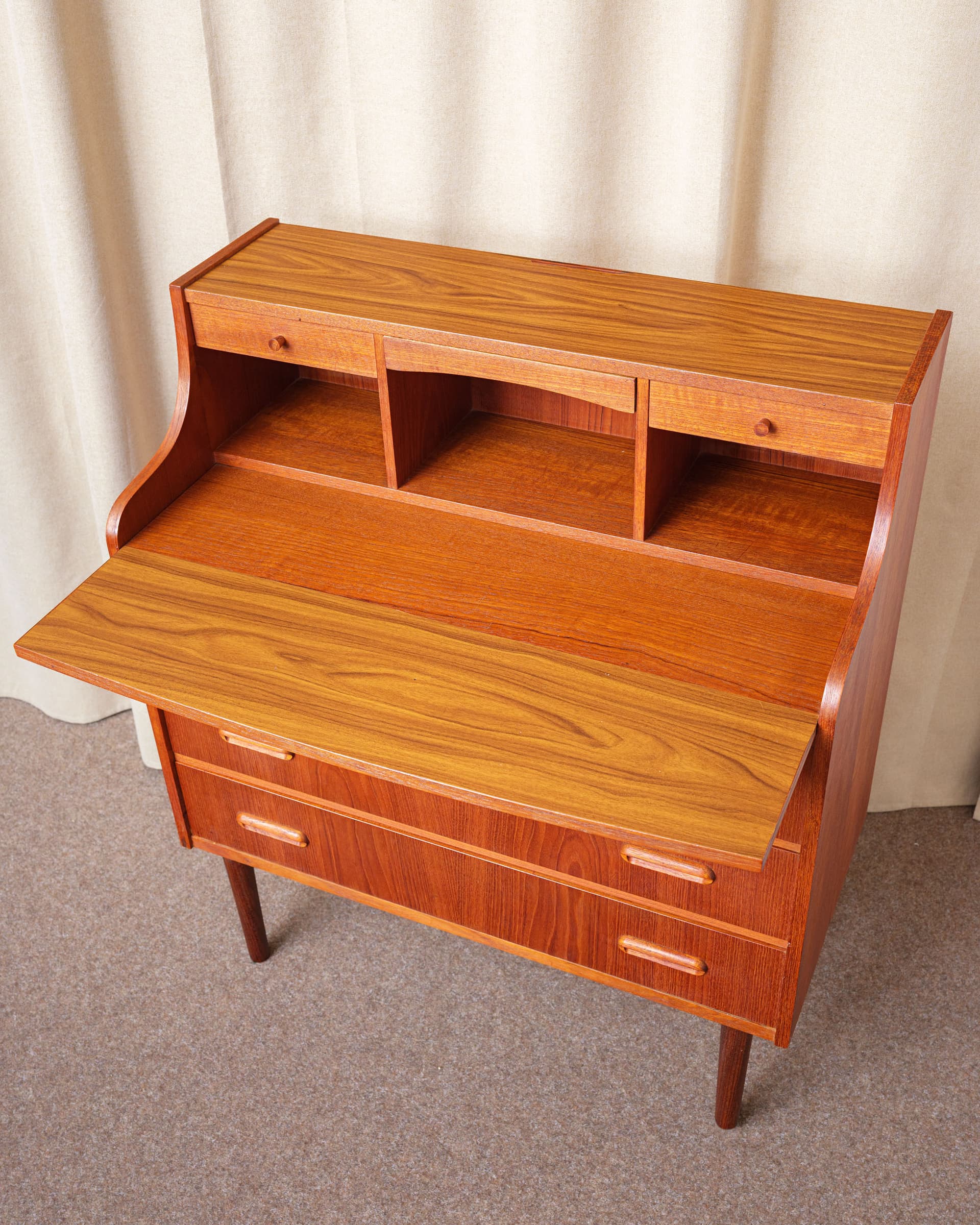 Sekretarzyk, teak brązowy, Dania, lata 70. - 398597