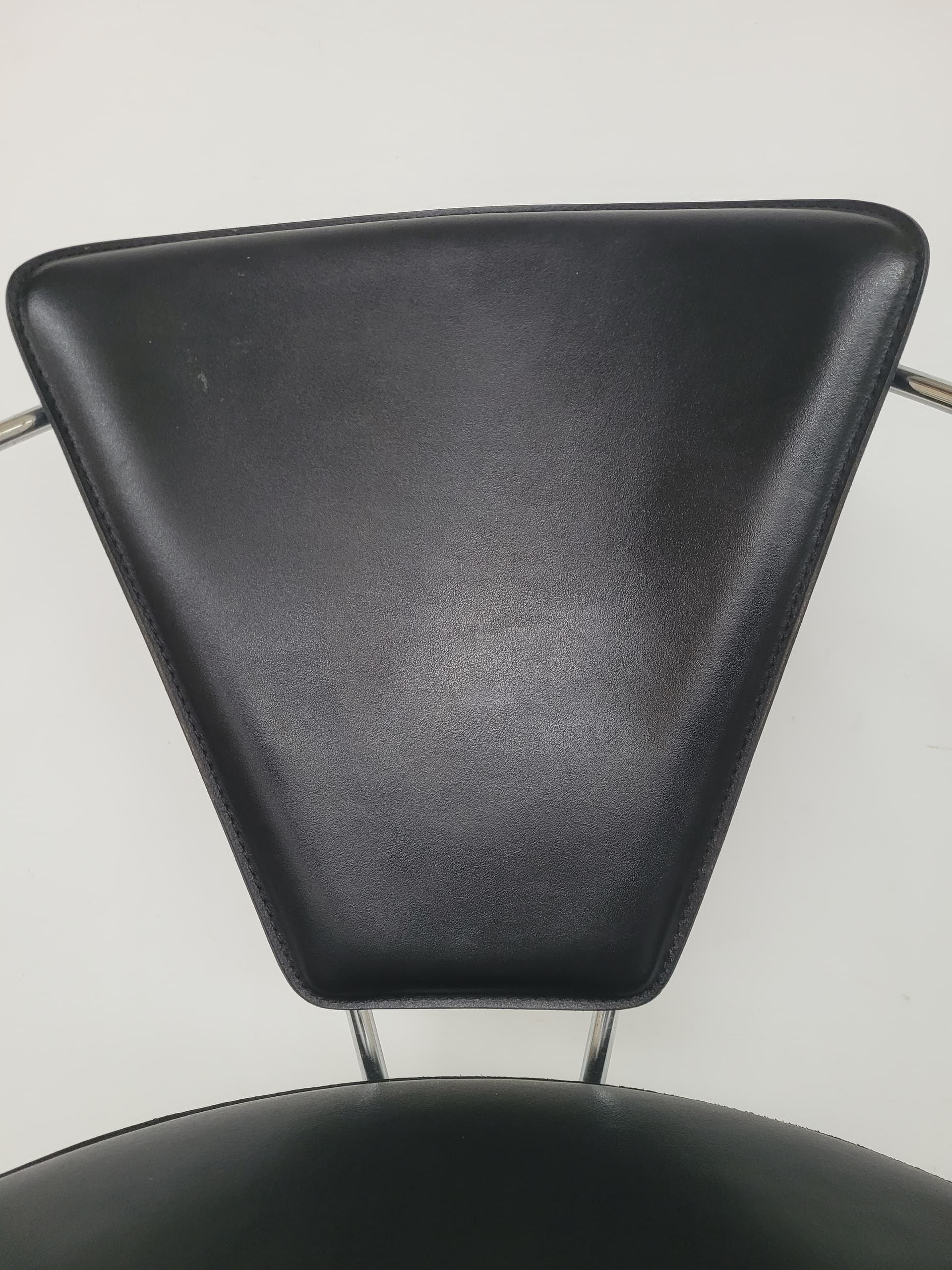 Krzesło Bauhaus, skóra czarna, stal chromowana, Włochy, lata 80. - 398775