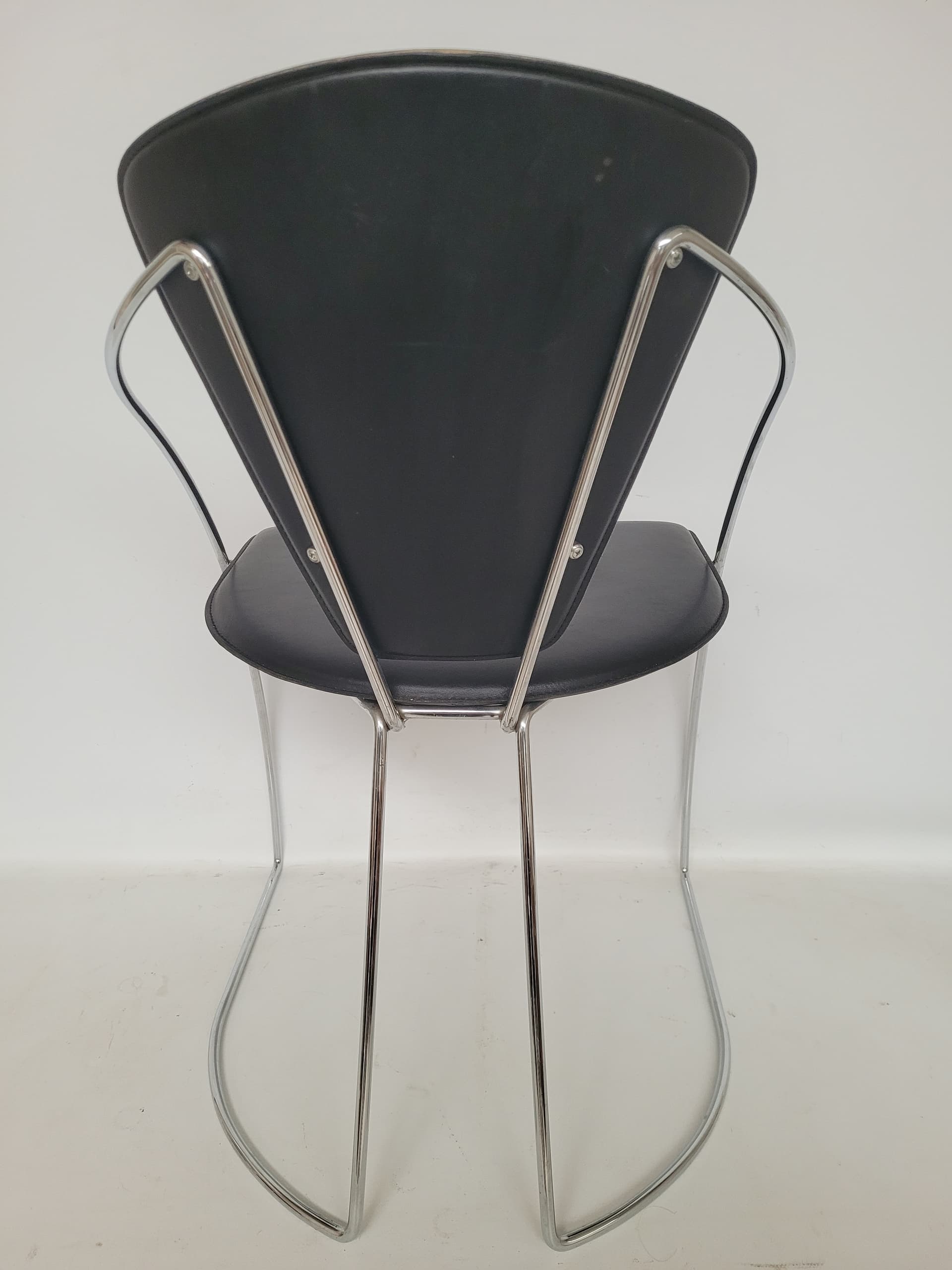 Krzesło Bauhaus, skóra czarna, stal chromowana, Arrben, Włochy, lata 80. - 398797
