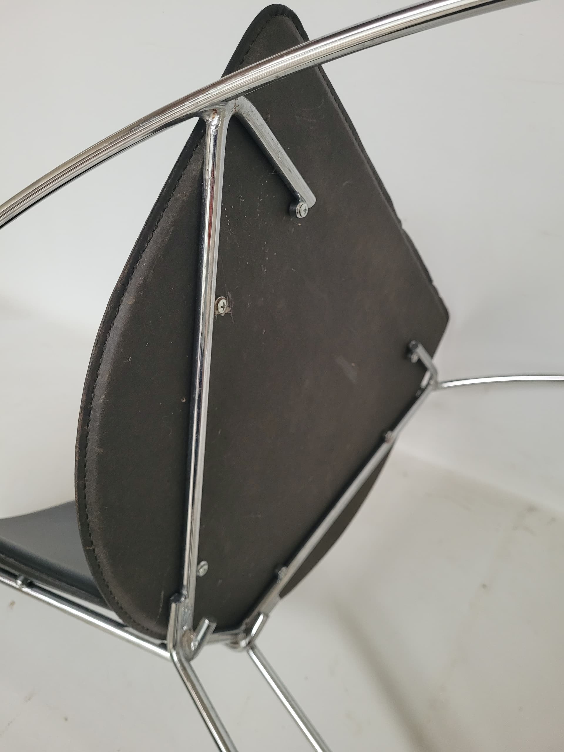 Krzesło Bauhaus, skóra czarna, stal chromowana, Arrben, Włochy, lata 80. - 398791