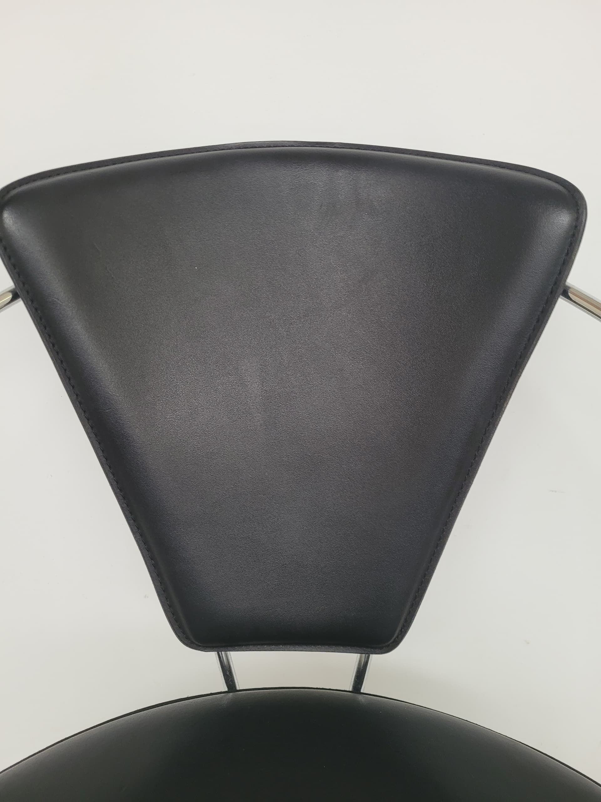 Krzesło Bauhaus, skóra czarna, stal chromowana, Arrben, Włochy, lata 80. - 398795