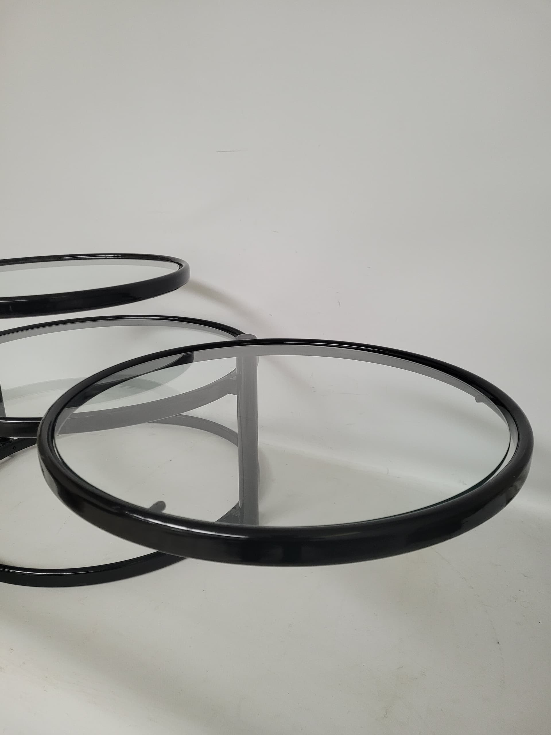 Coffee Table Bauhaus, clear glass, black metal, 1980s. - 398824