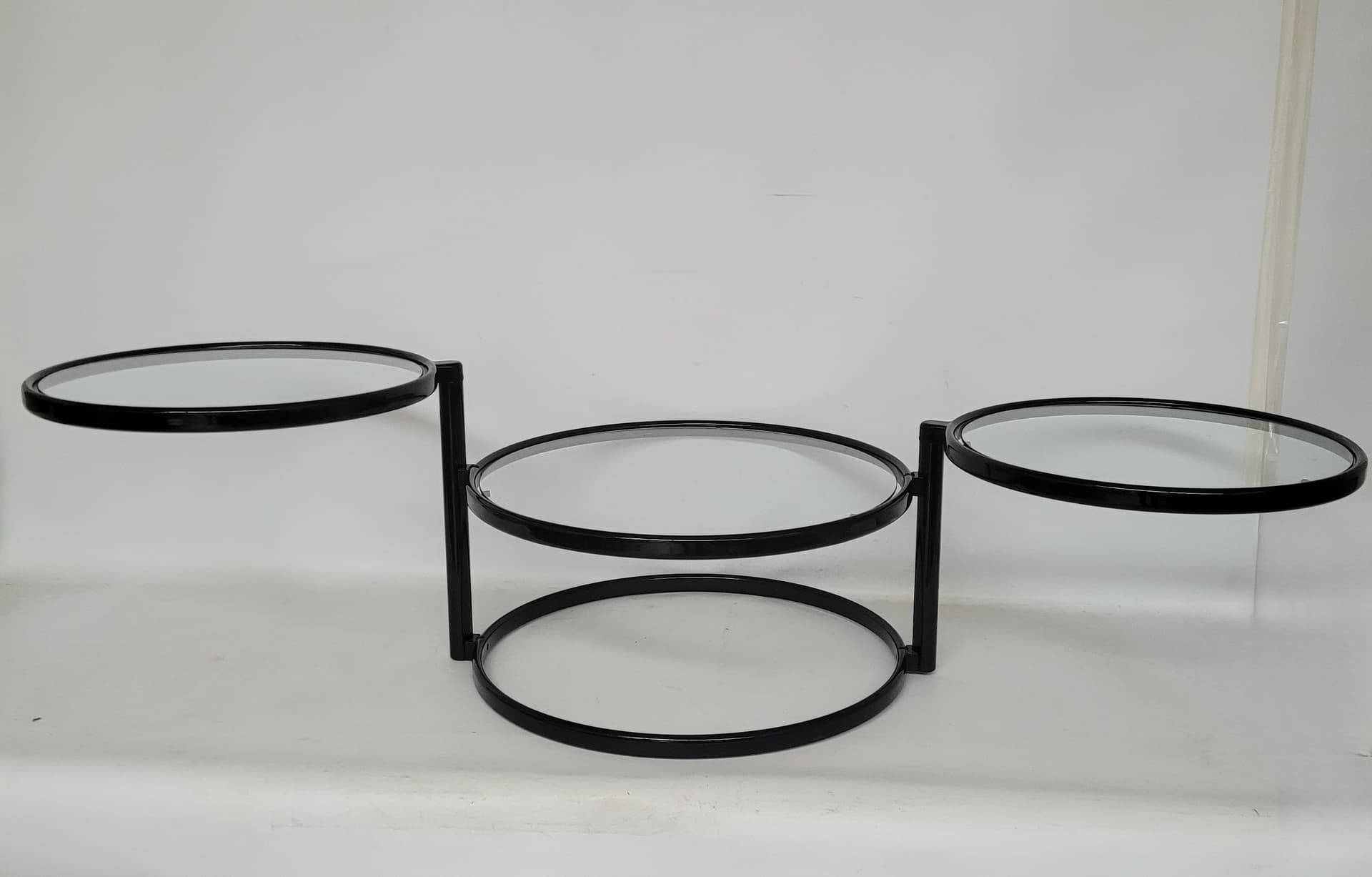 Coffee Table Bauhaus, clear glass, black metal, 1980s. - 398820